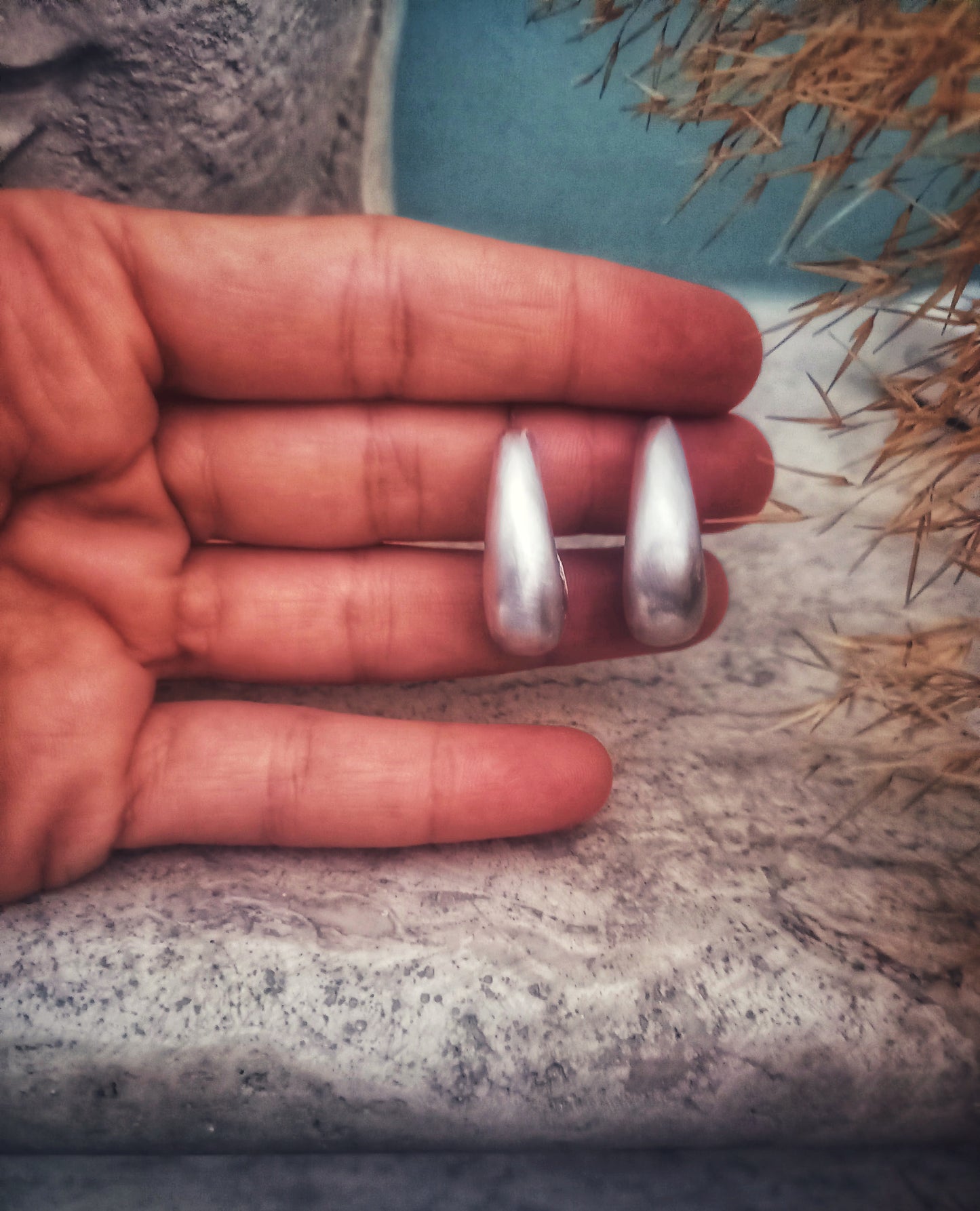 Bold silver earrings