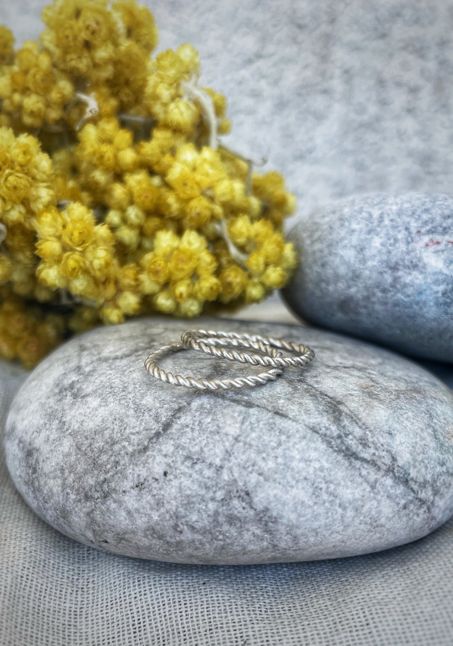 Thin twist silver ring