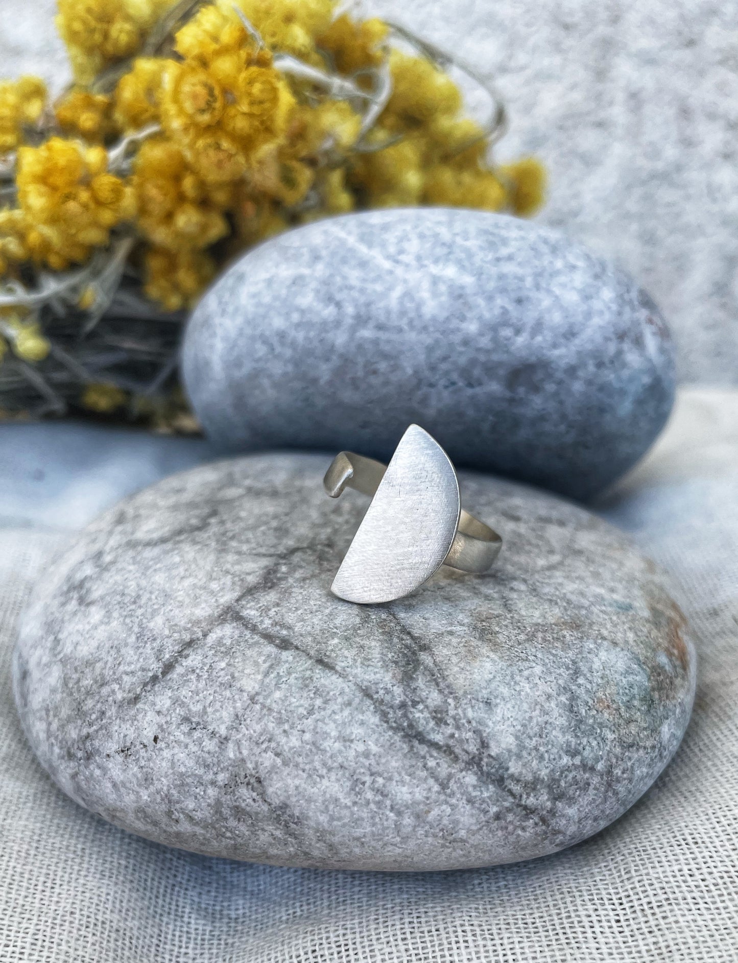 Half moon silver ring