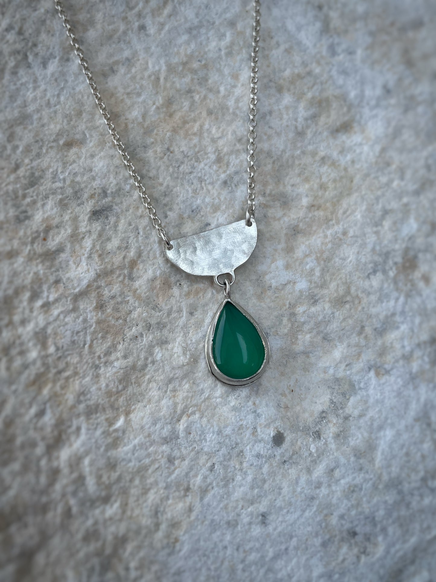 Green Tear silver pendant