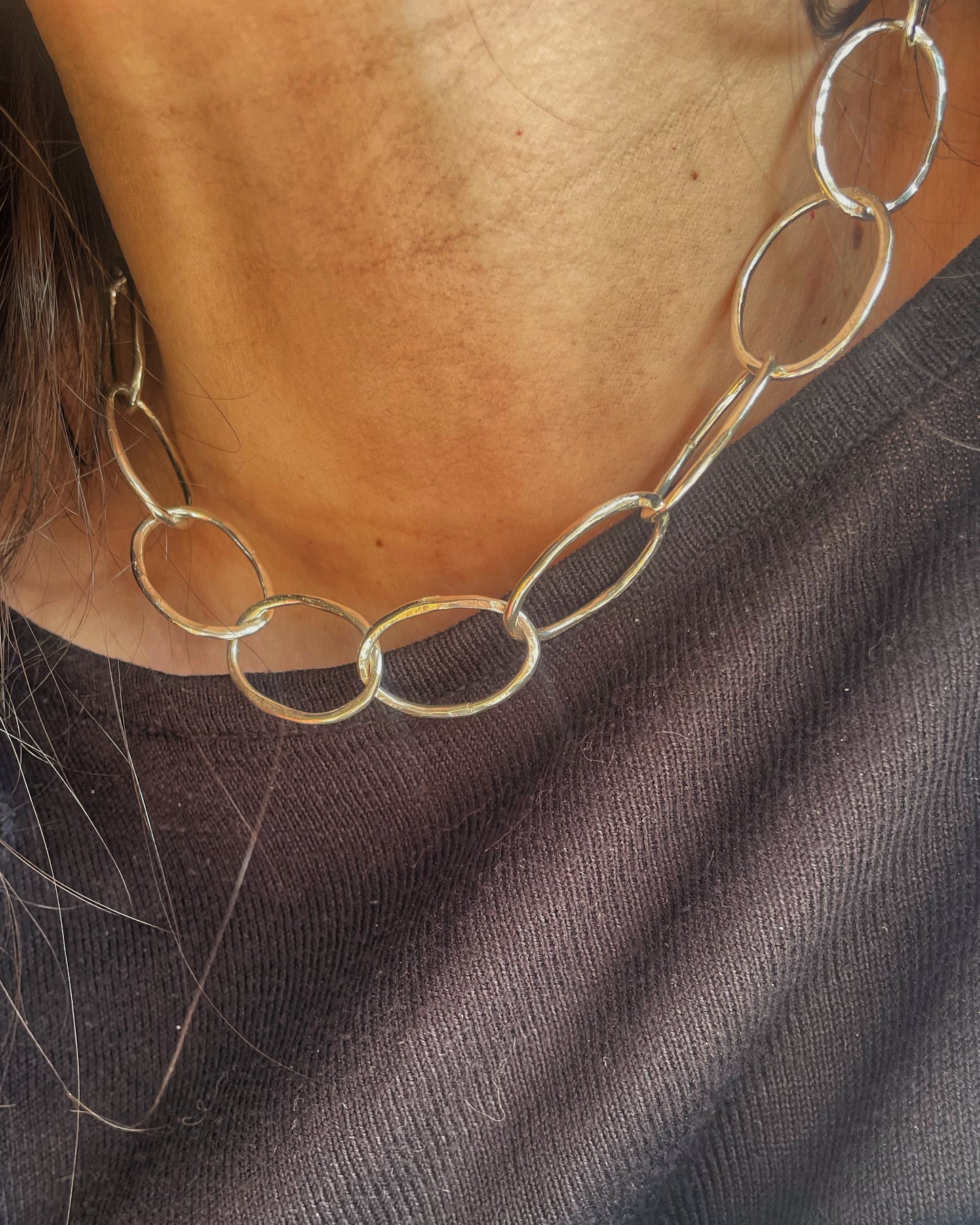 Raw forged silver chain