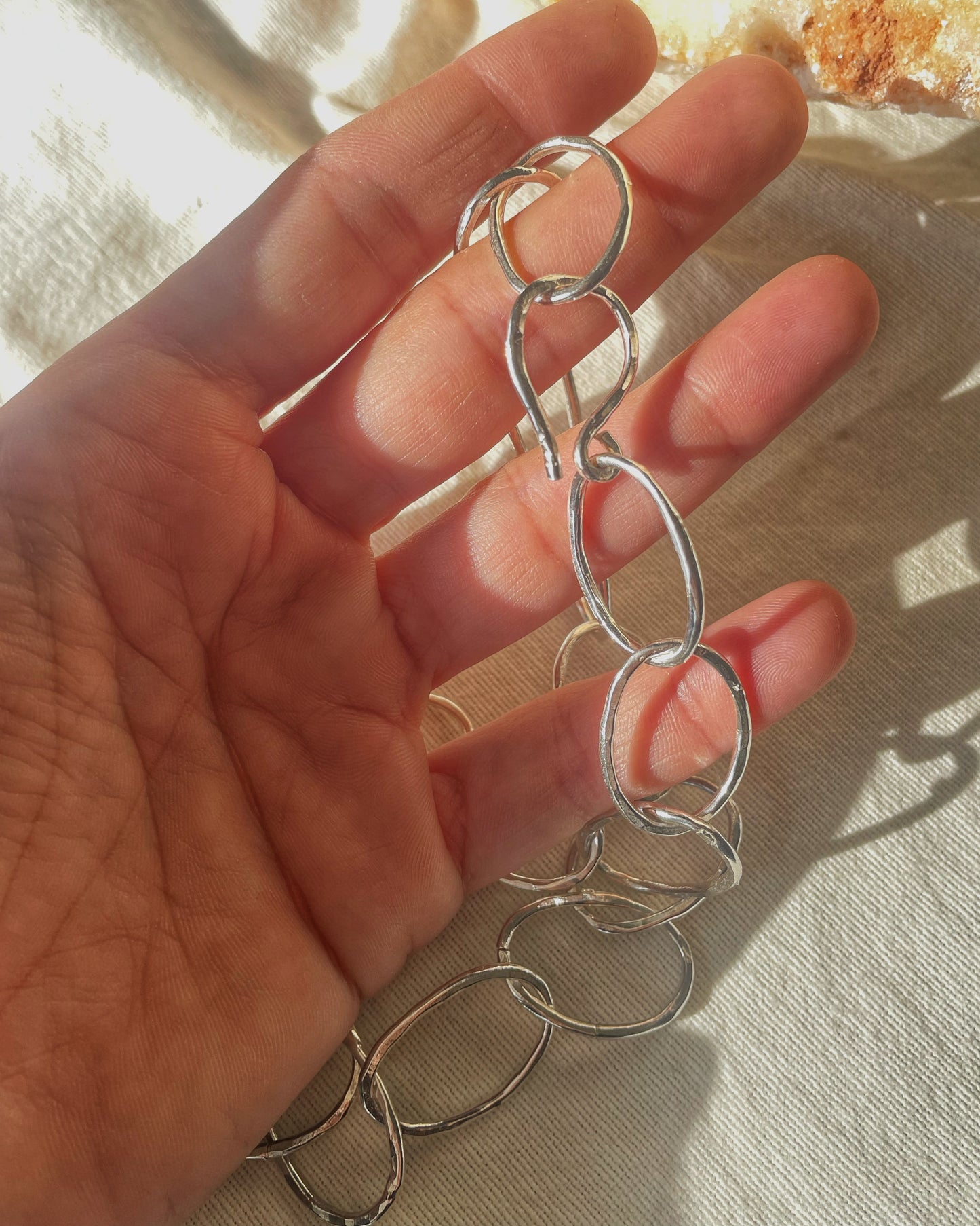 Raw forged silver chain