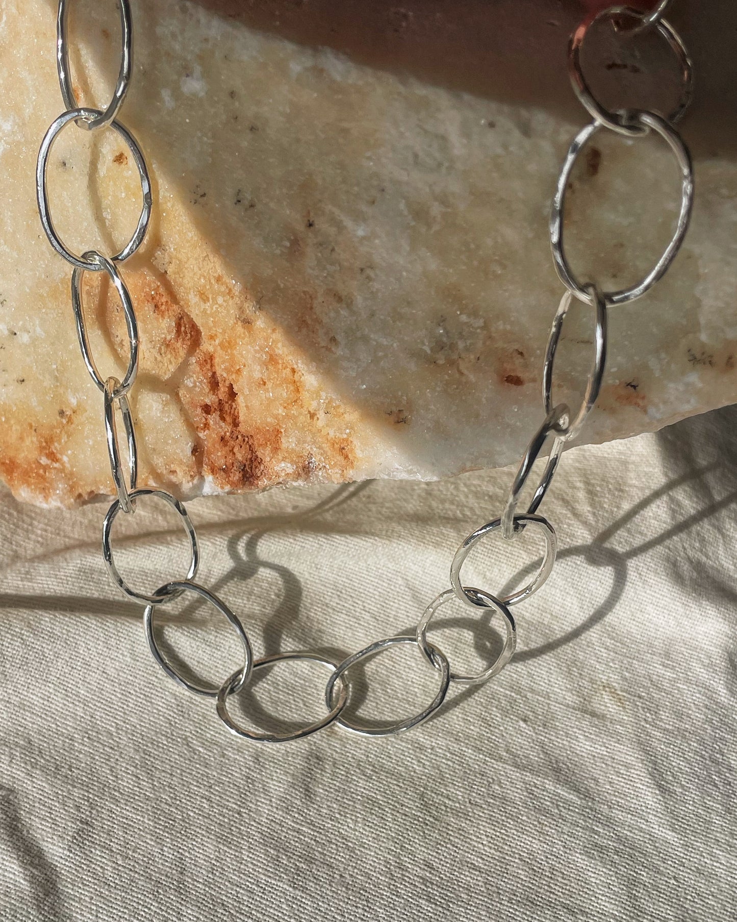 Raw forged silver chain