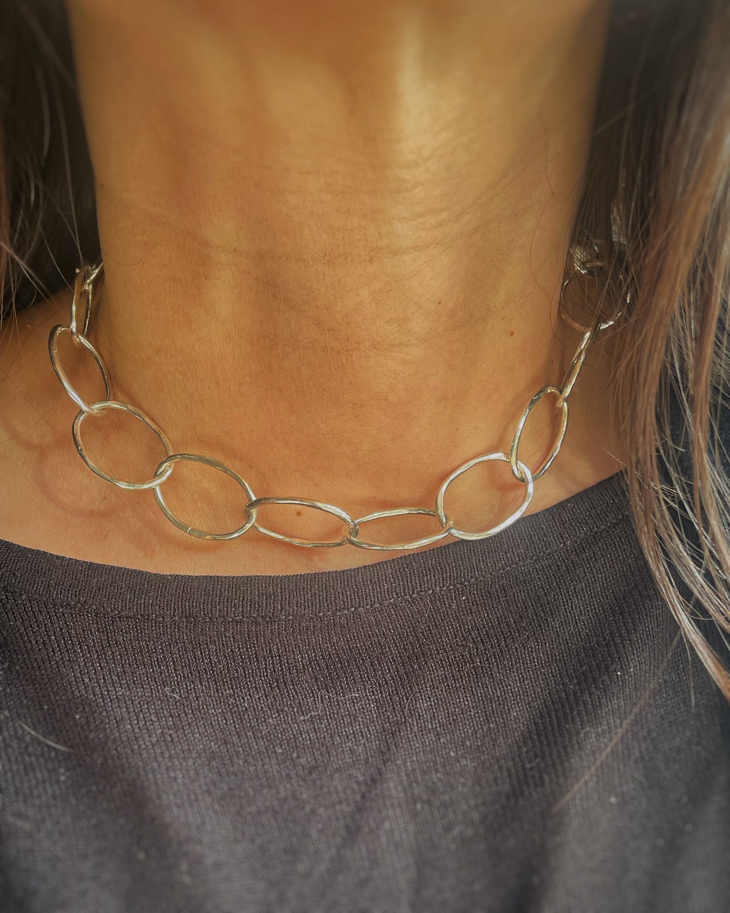 Raw forged silver chain