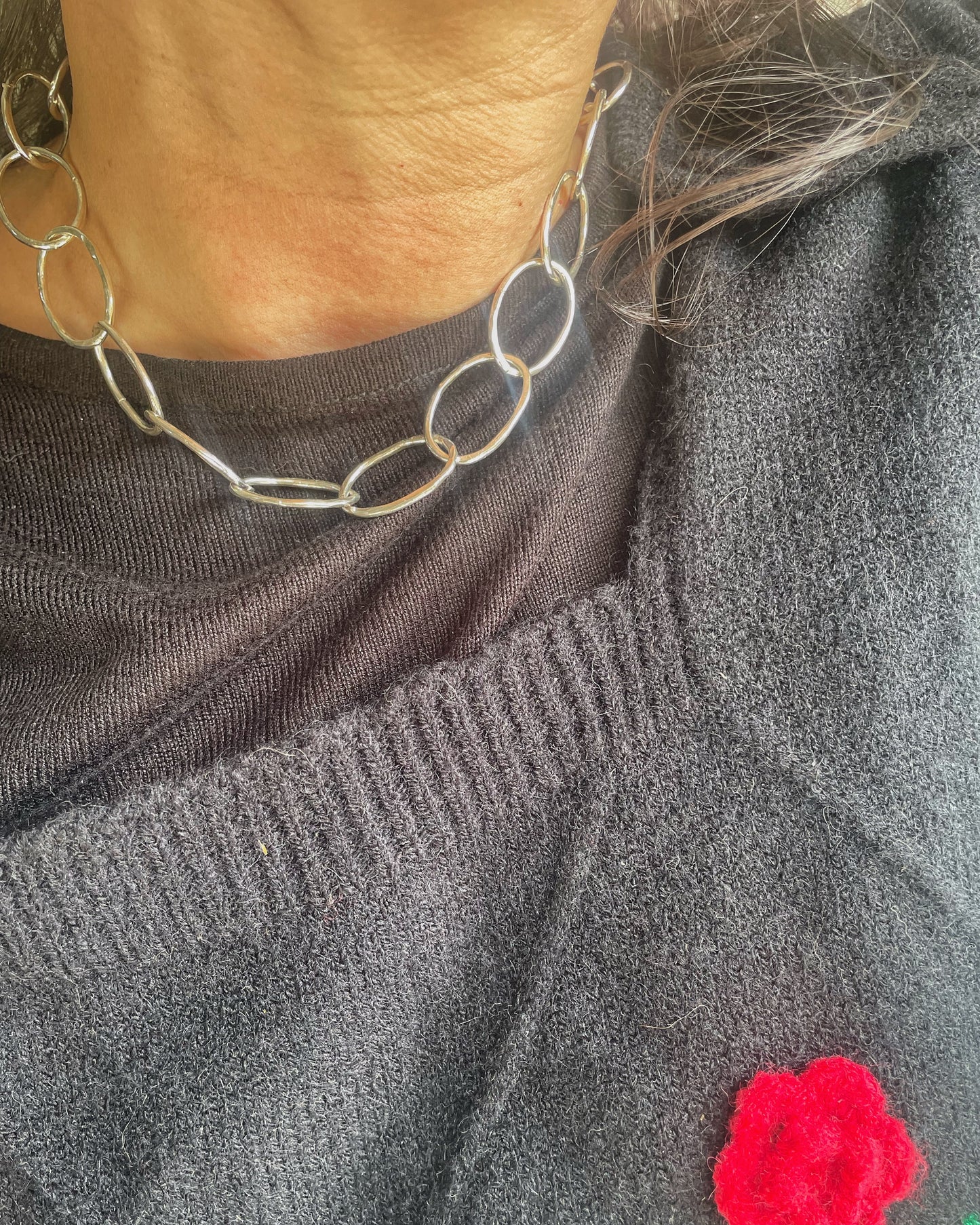 Raw forged silver chain