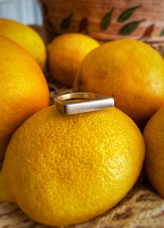 Rectangle silver ring