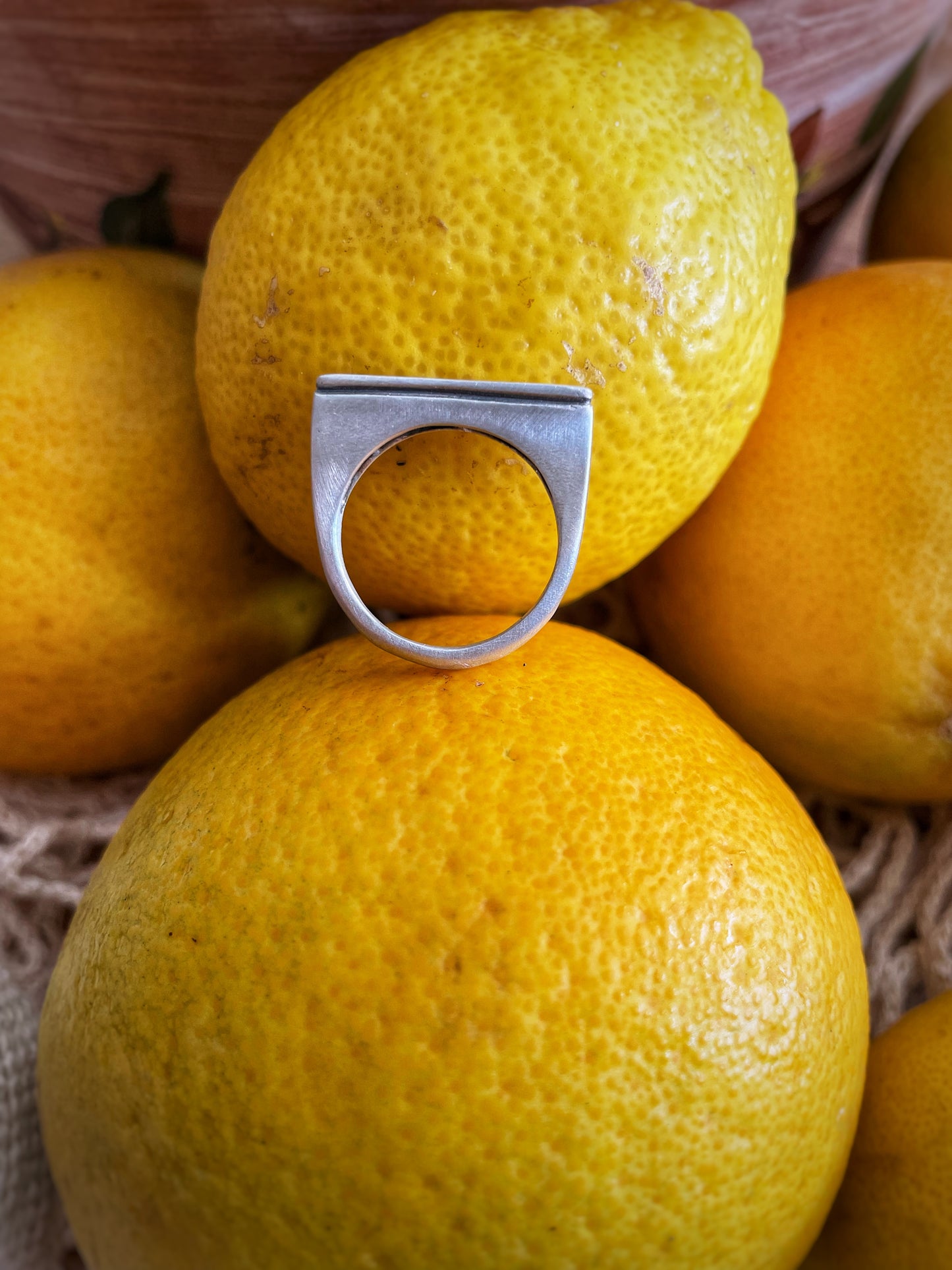 Rectangle silver ring