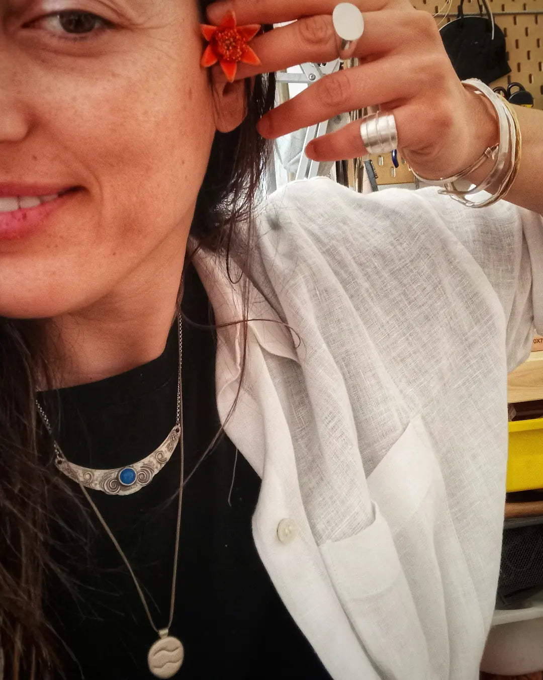 Vintage stone silver necklace