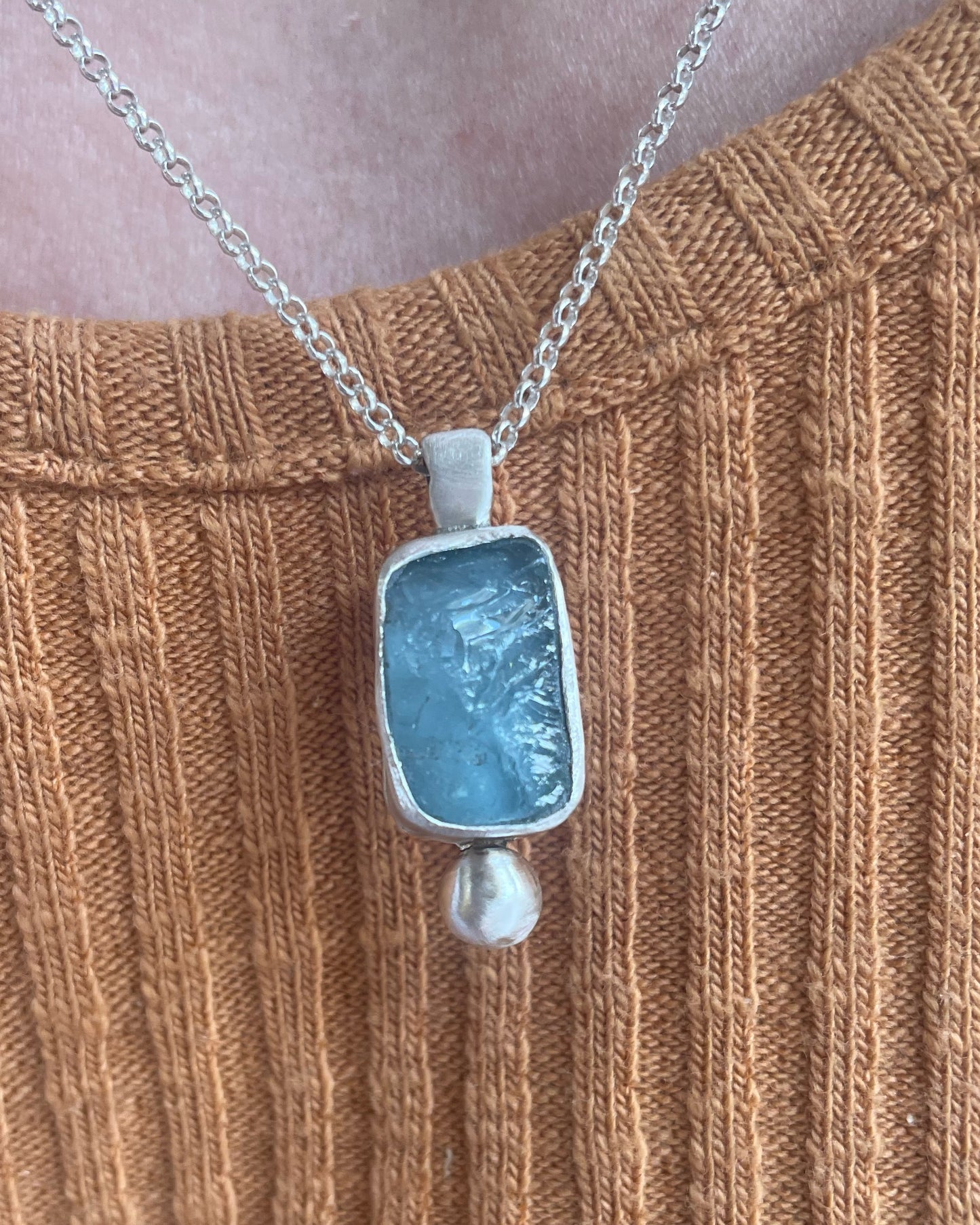 Aquamarine silver necklace