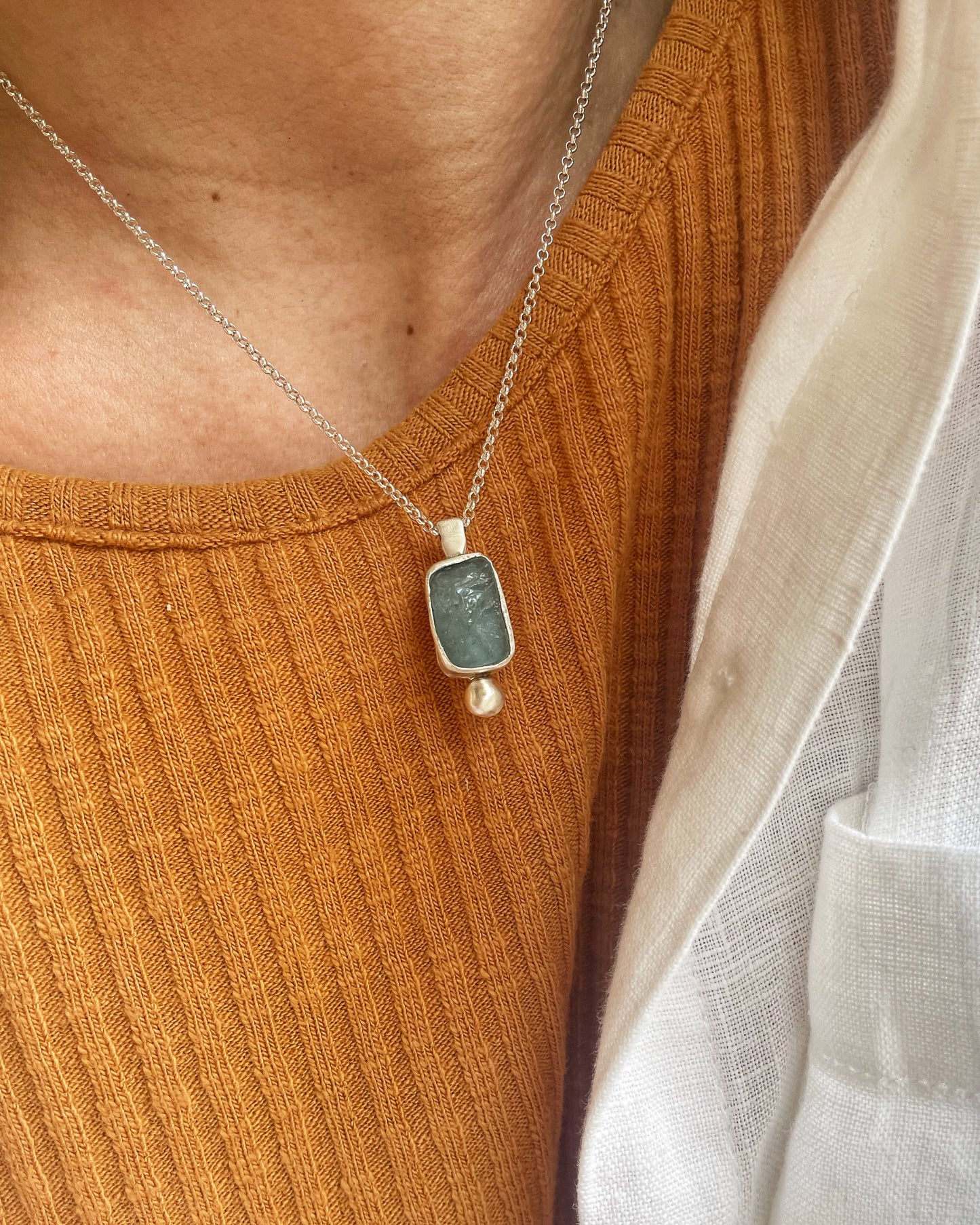 Aquamarine silver necklace
