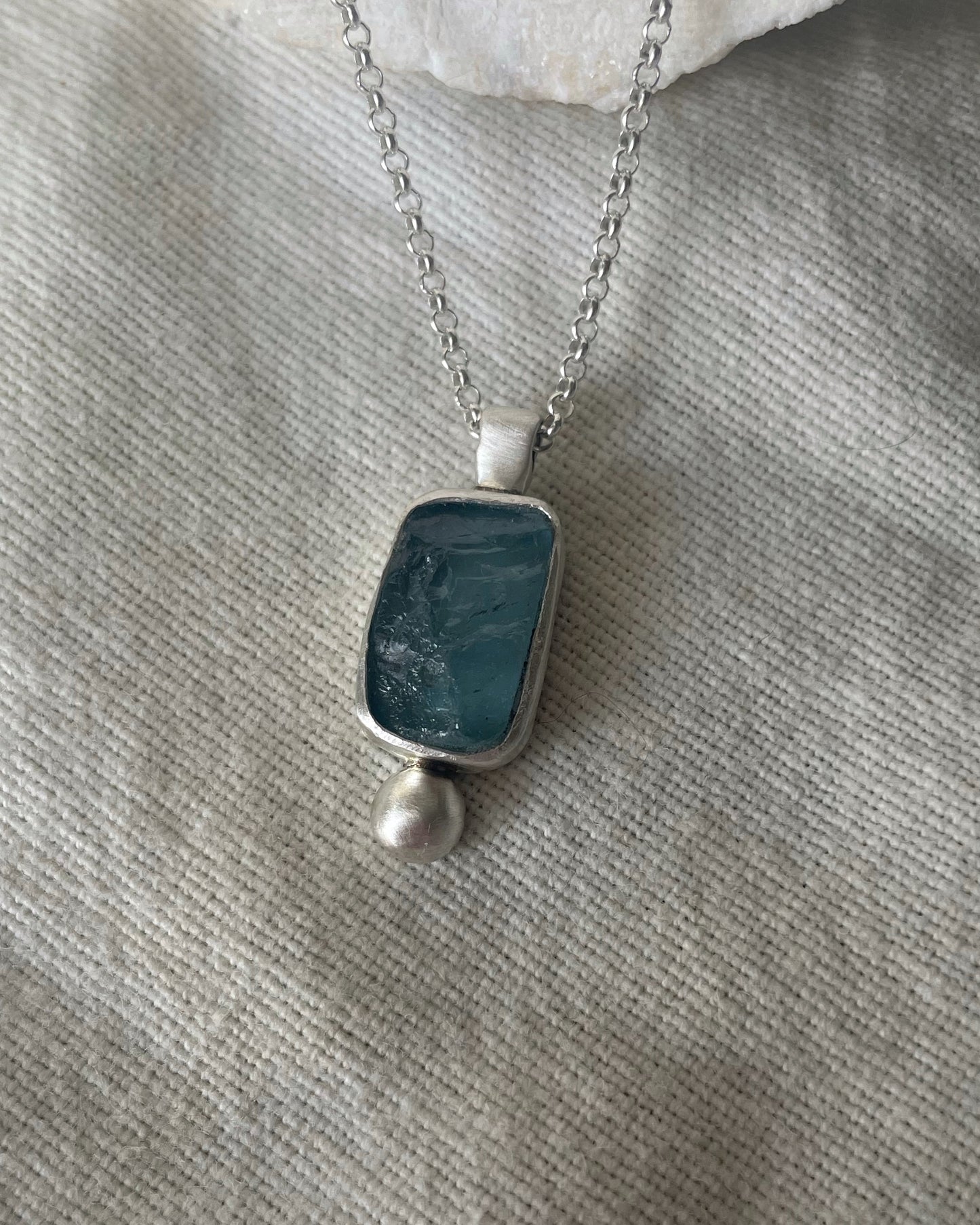 Aquamarine silver necklace