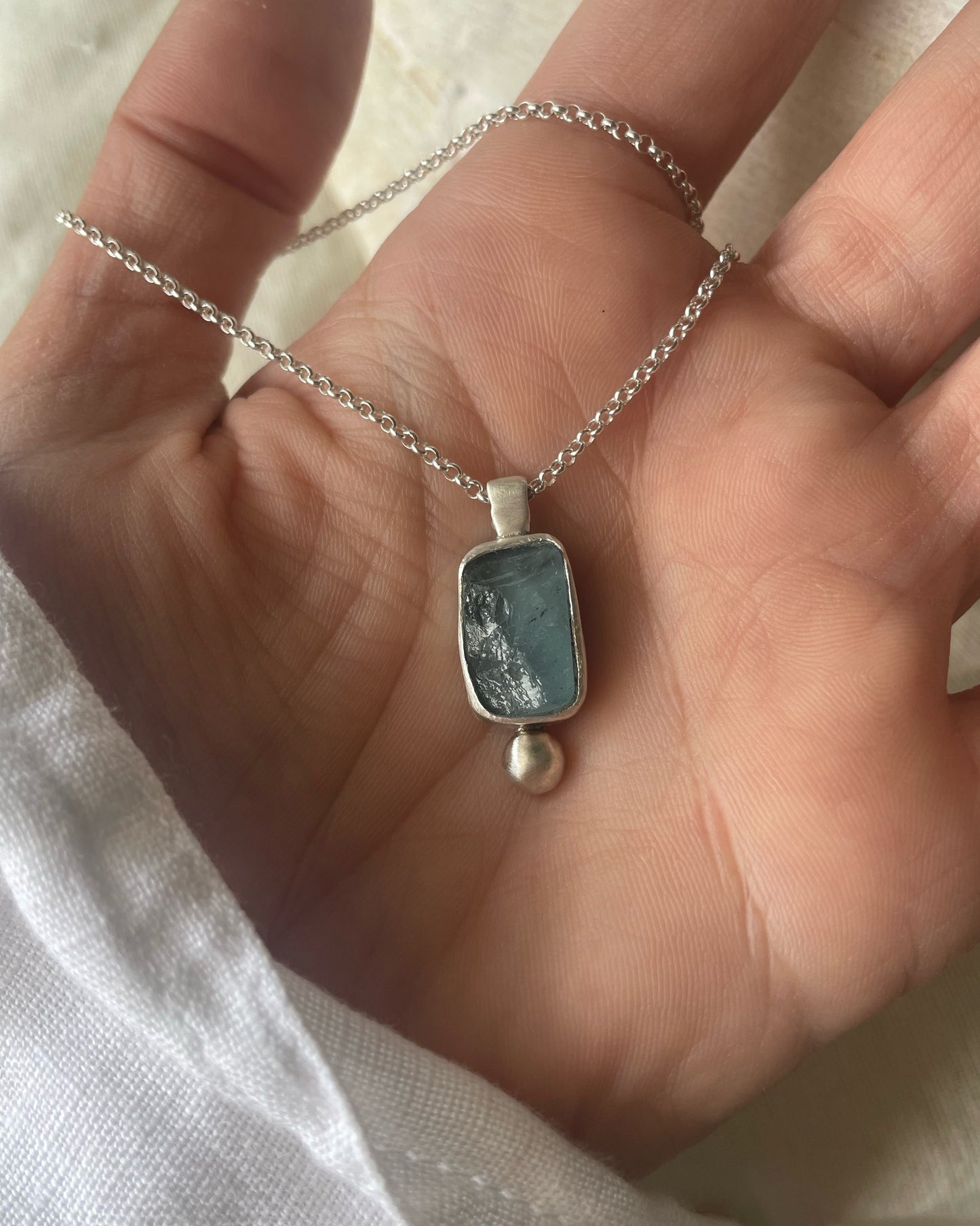 Aquamarine silver necklace