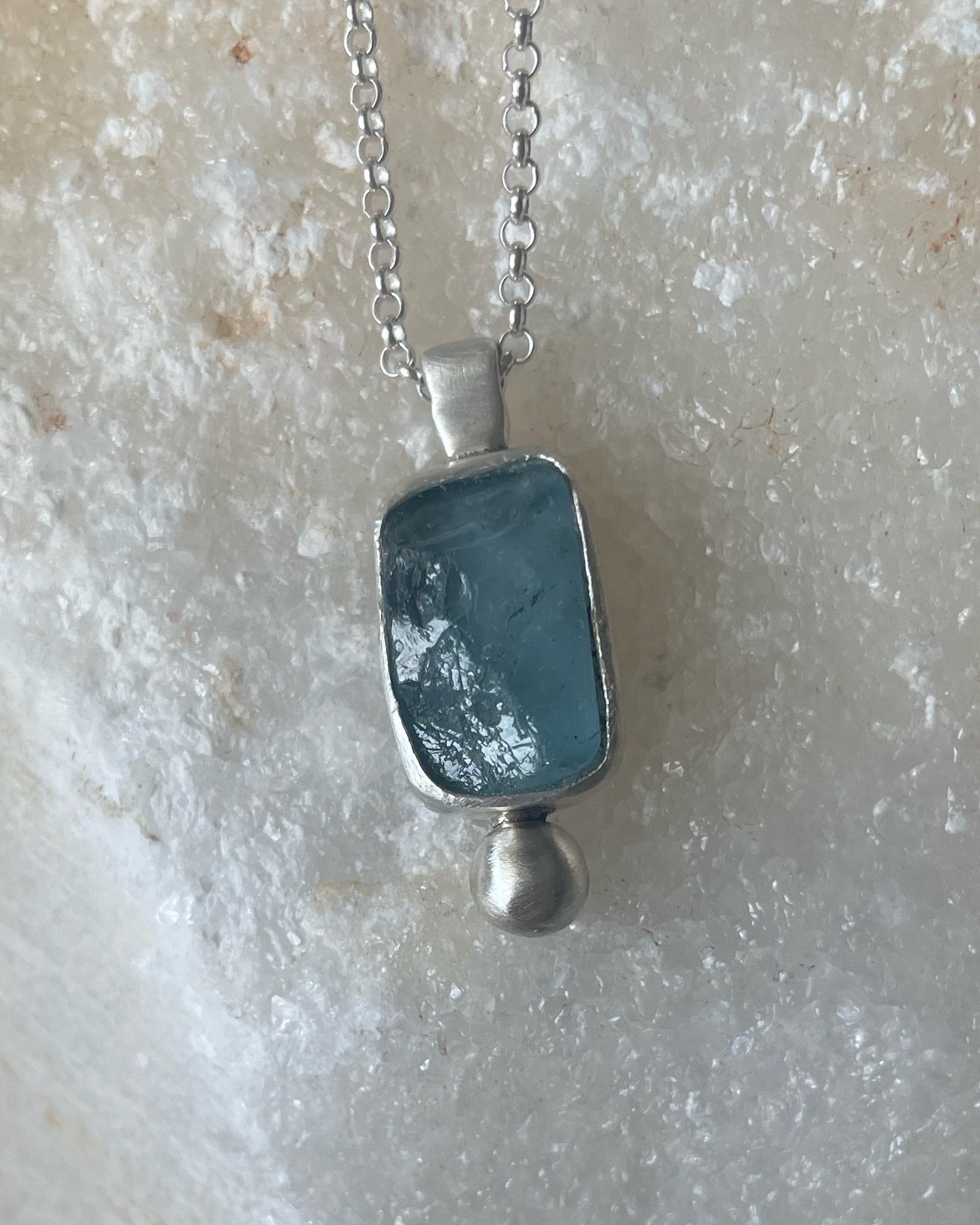Aquamarine silver necklace