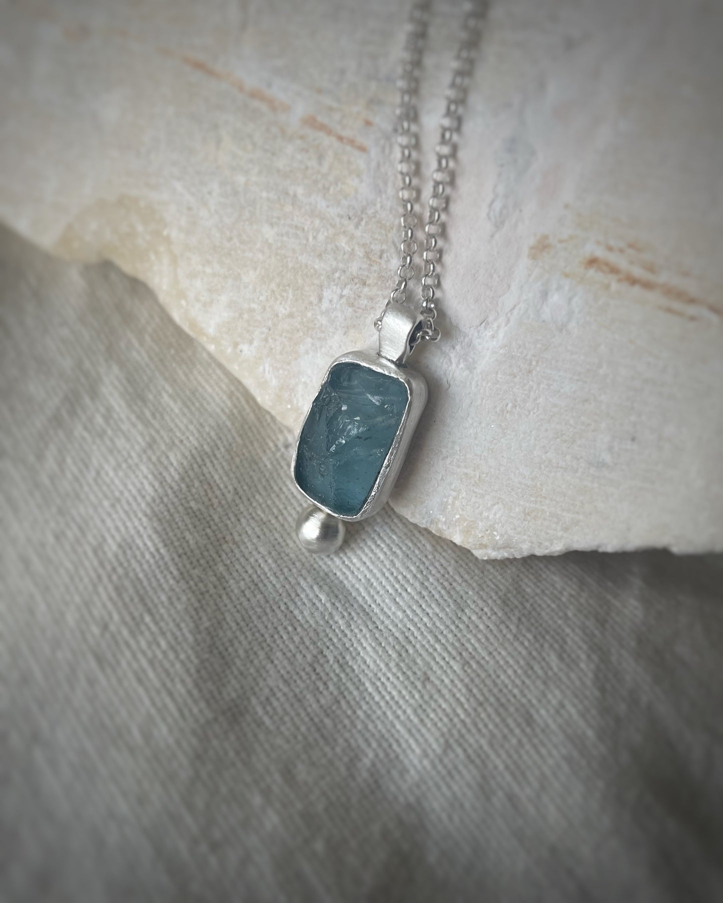 Aquamarine silver necklace