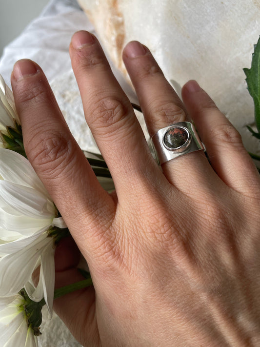 Unakite silver ring