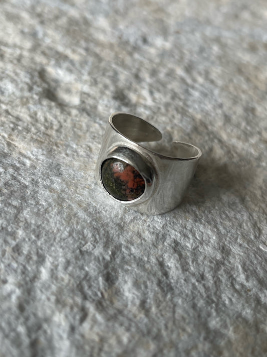 Unakite silver ring