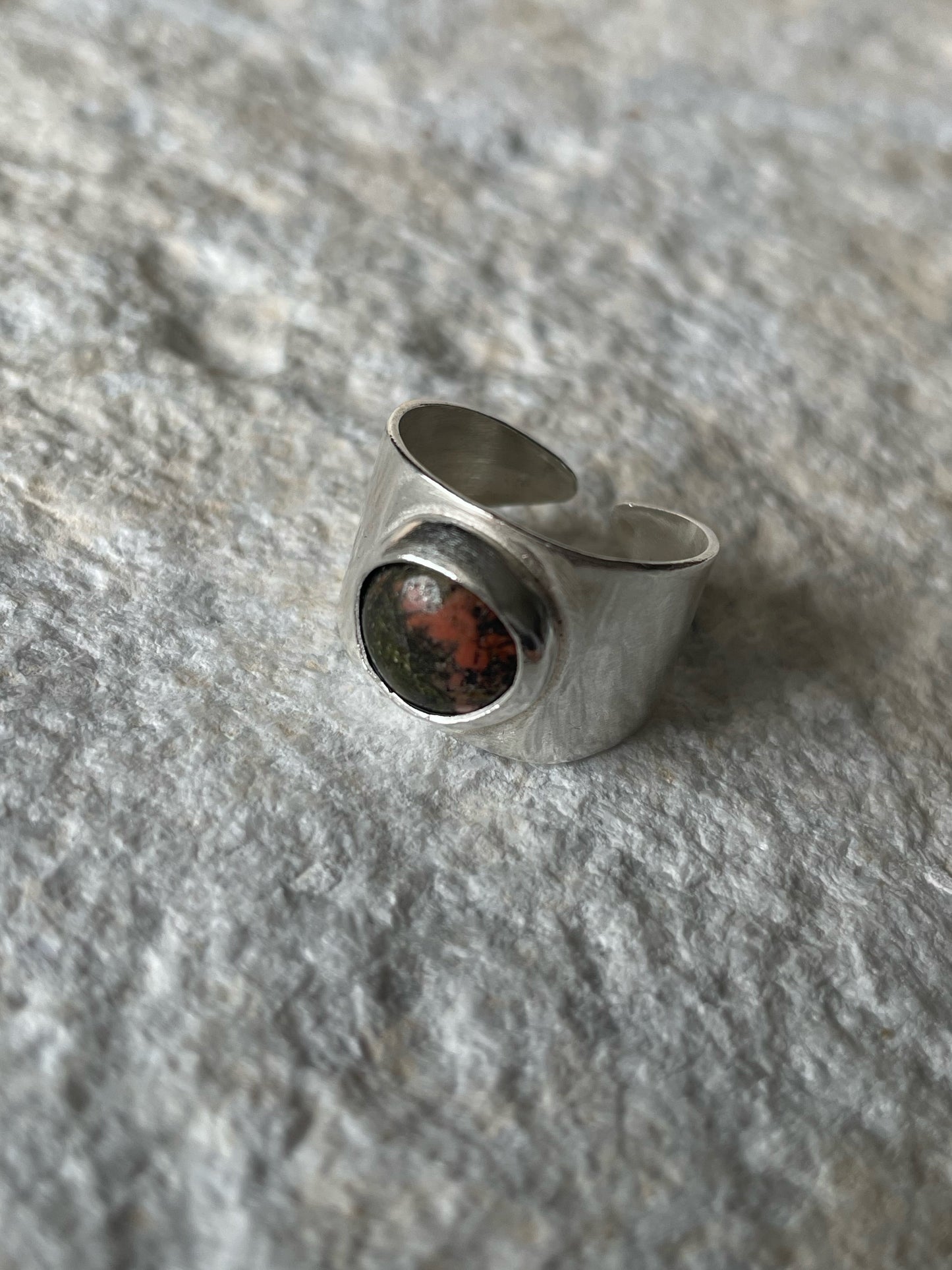 Unakite silver ring