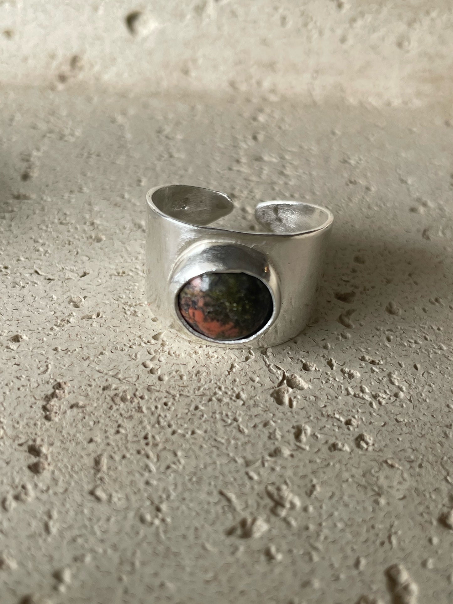 Unakite silver ring
