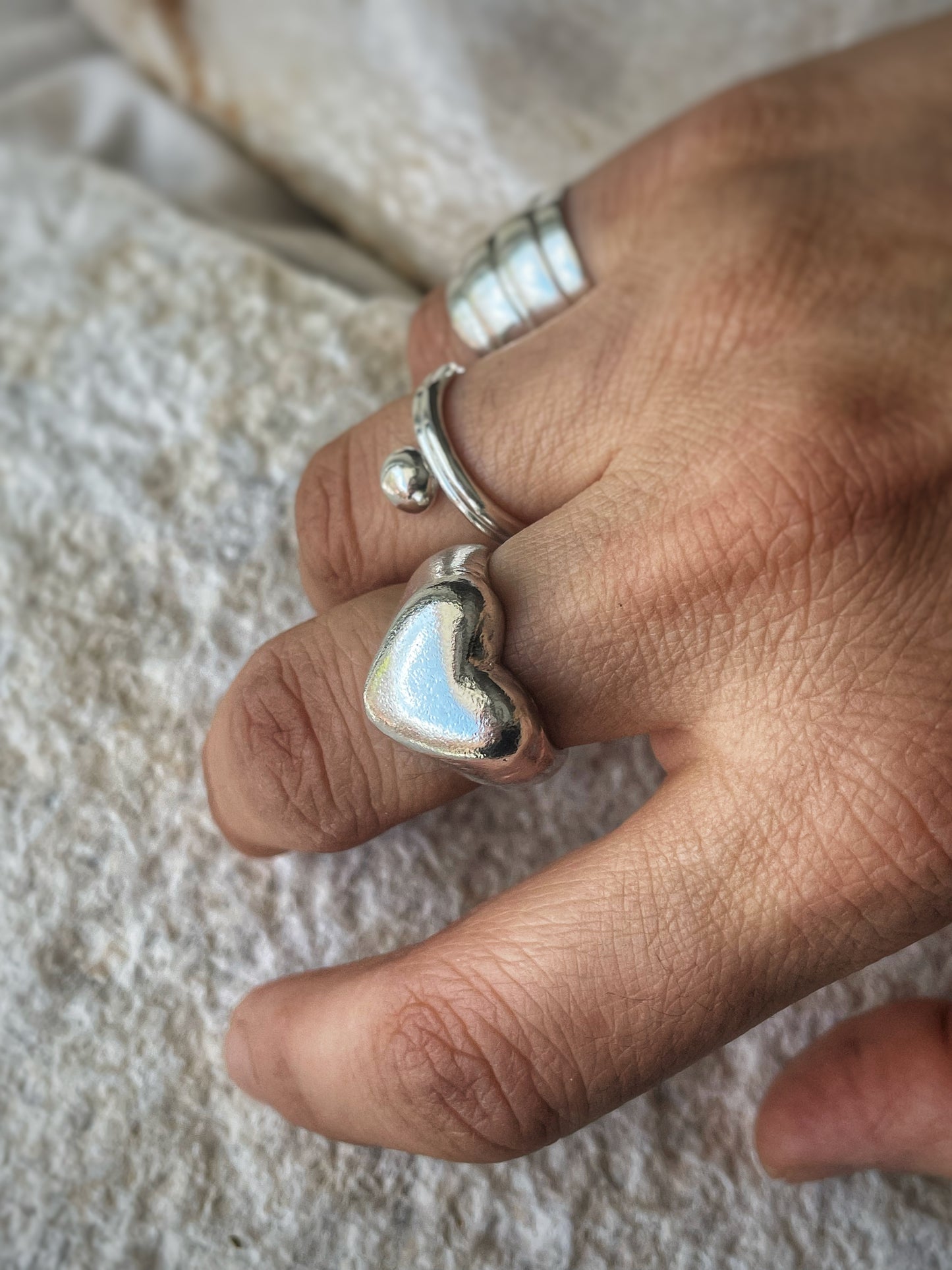 Heart silver ring