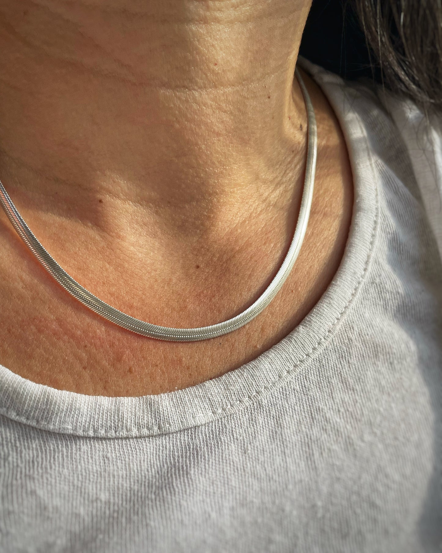 Thick silver snake chain