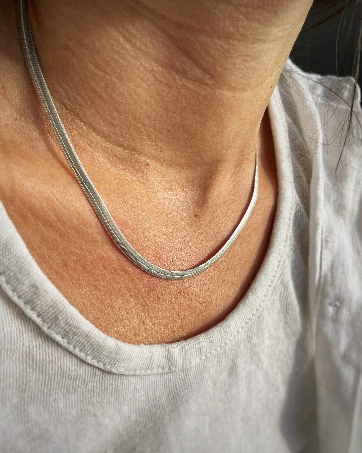 Thick silver snake chain