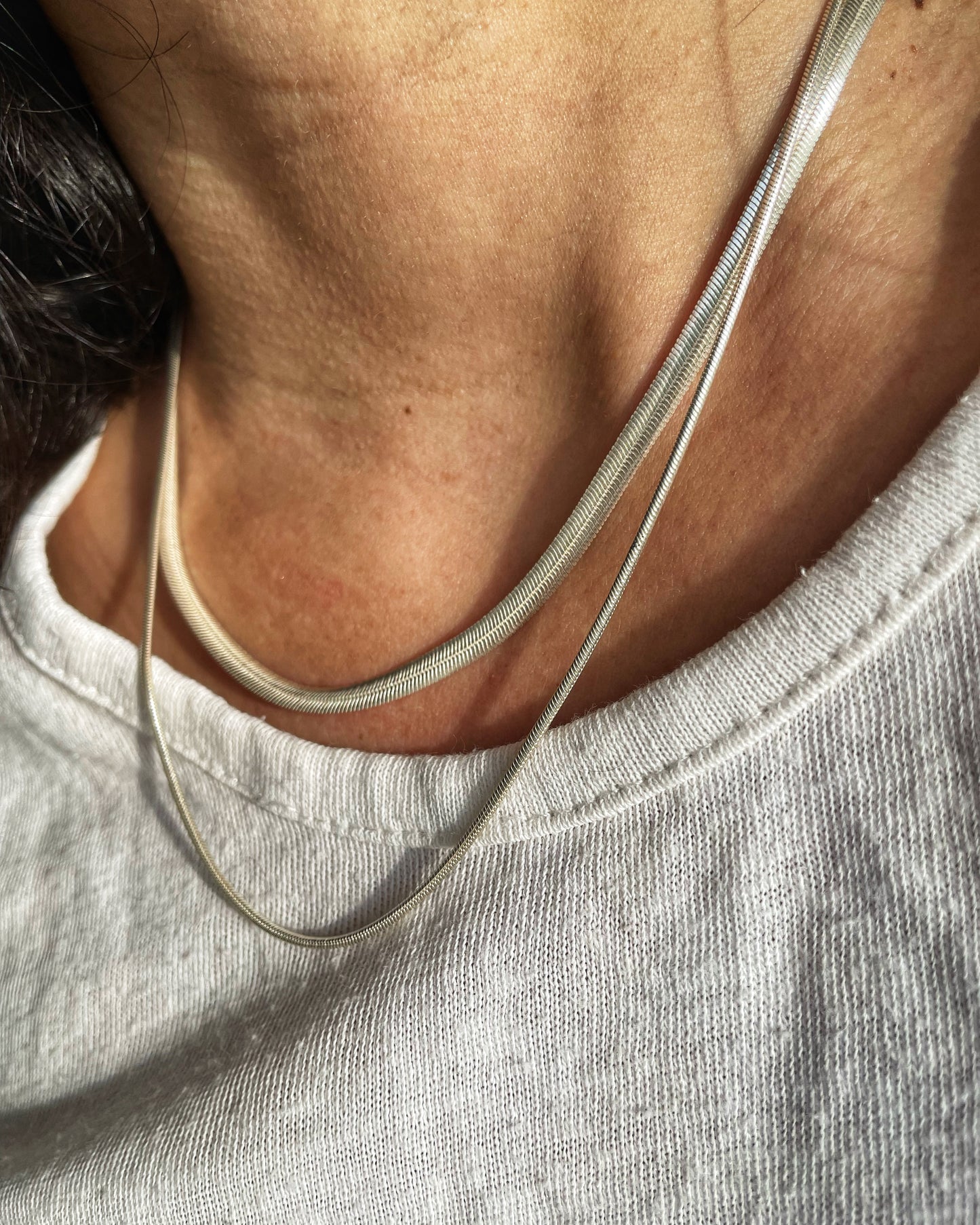 Thick silver snake chain