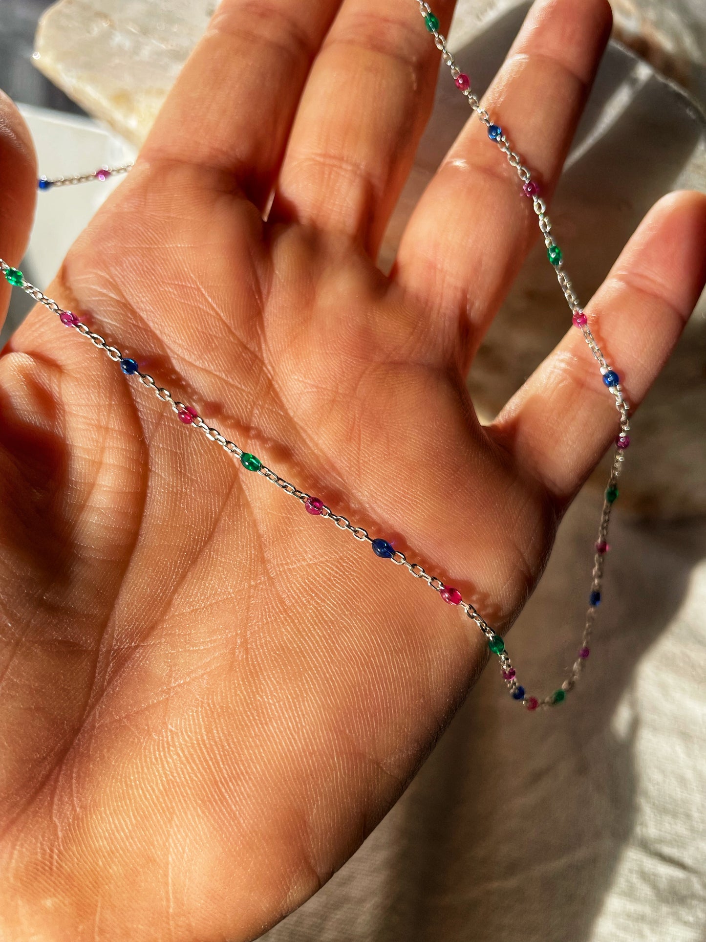 Colorful silver chain