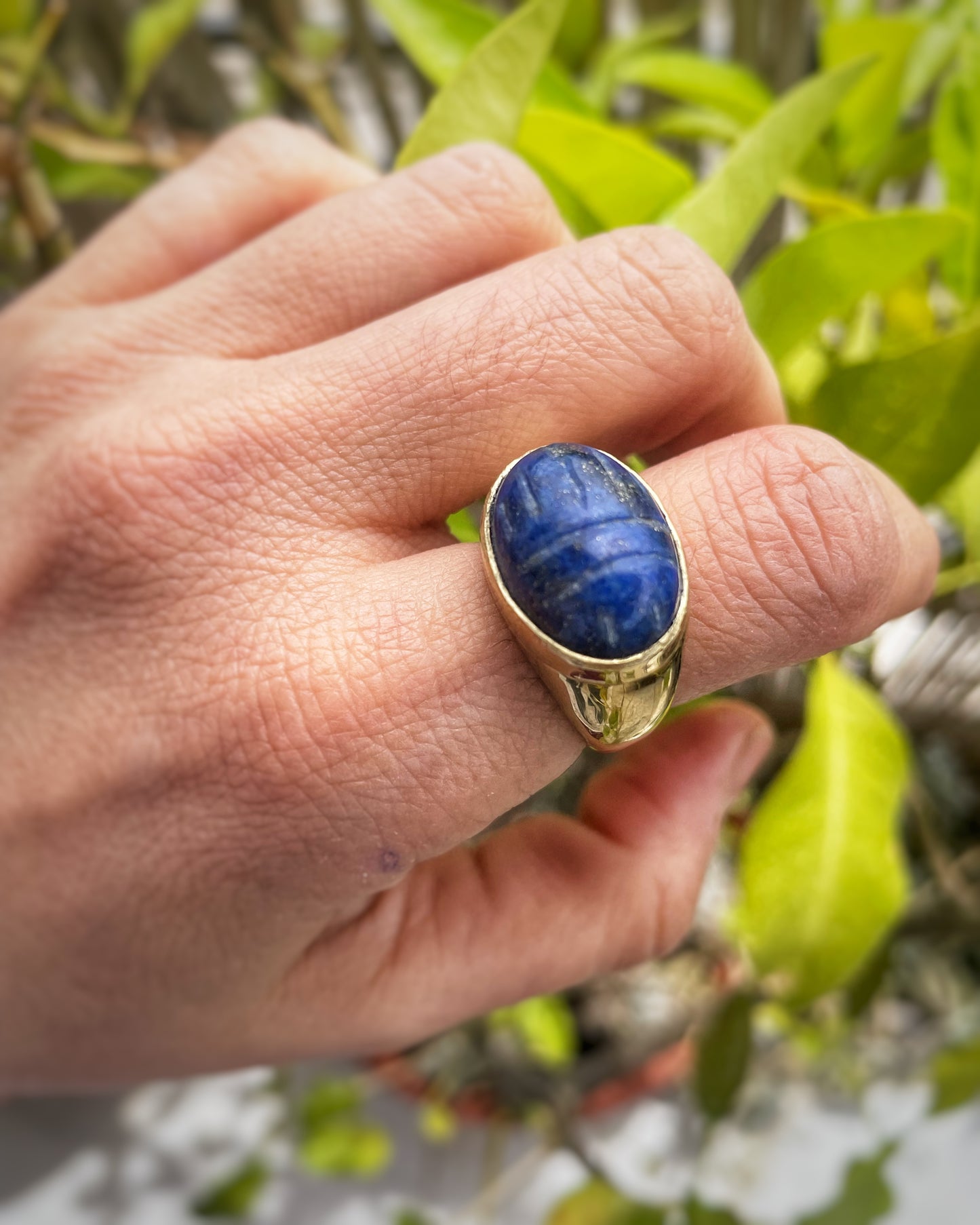 Scarab lapis ring