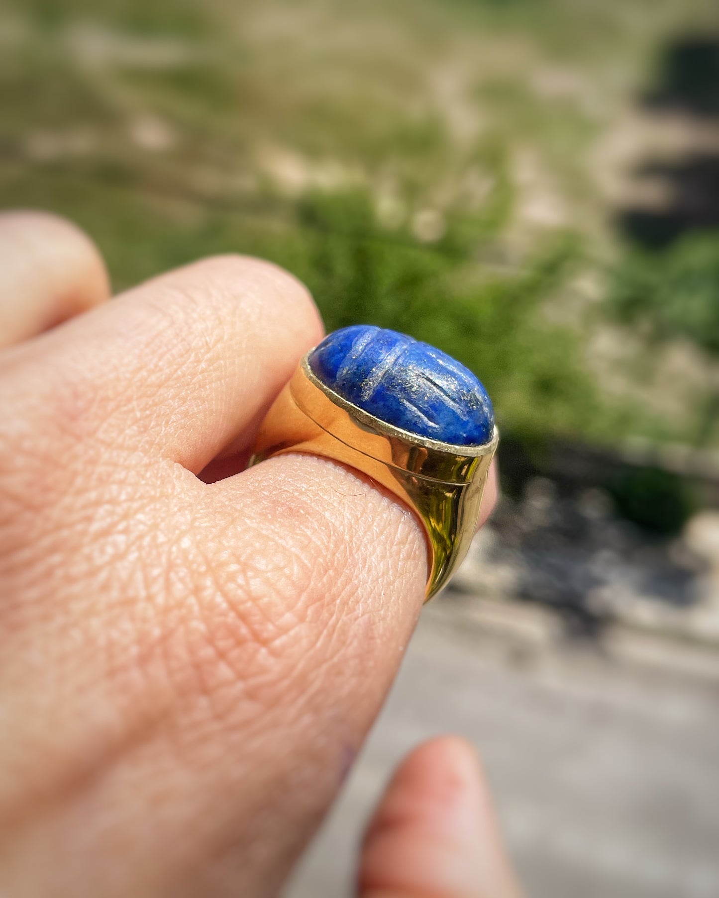Scarab lapis ring