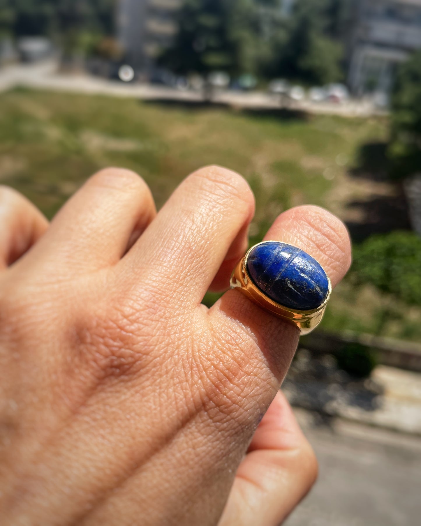 Scarab lapis ring