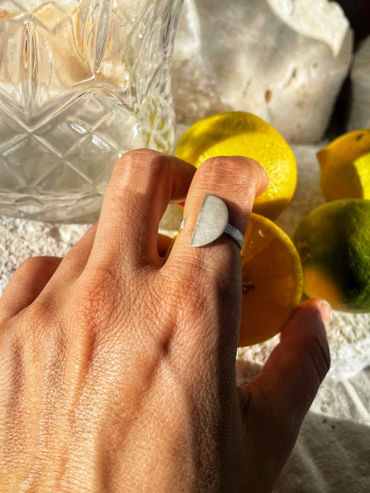 Half moon silver ring