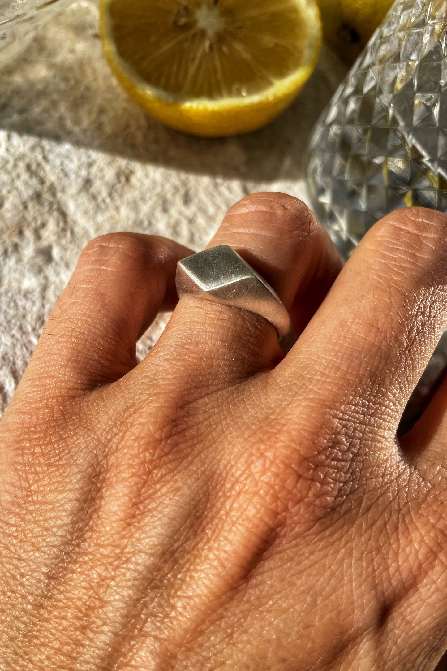 Rhombus silver ring
