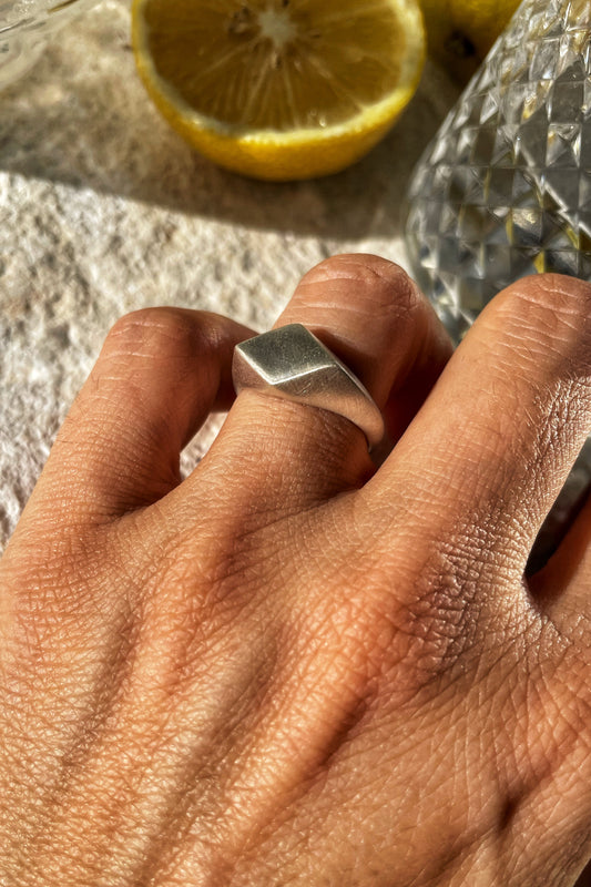 Rhombus silver ring