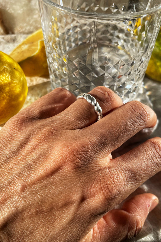 Braid silver ring