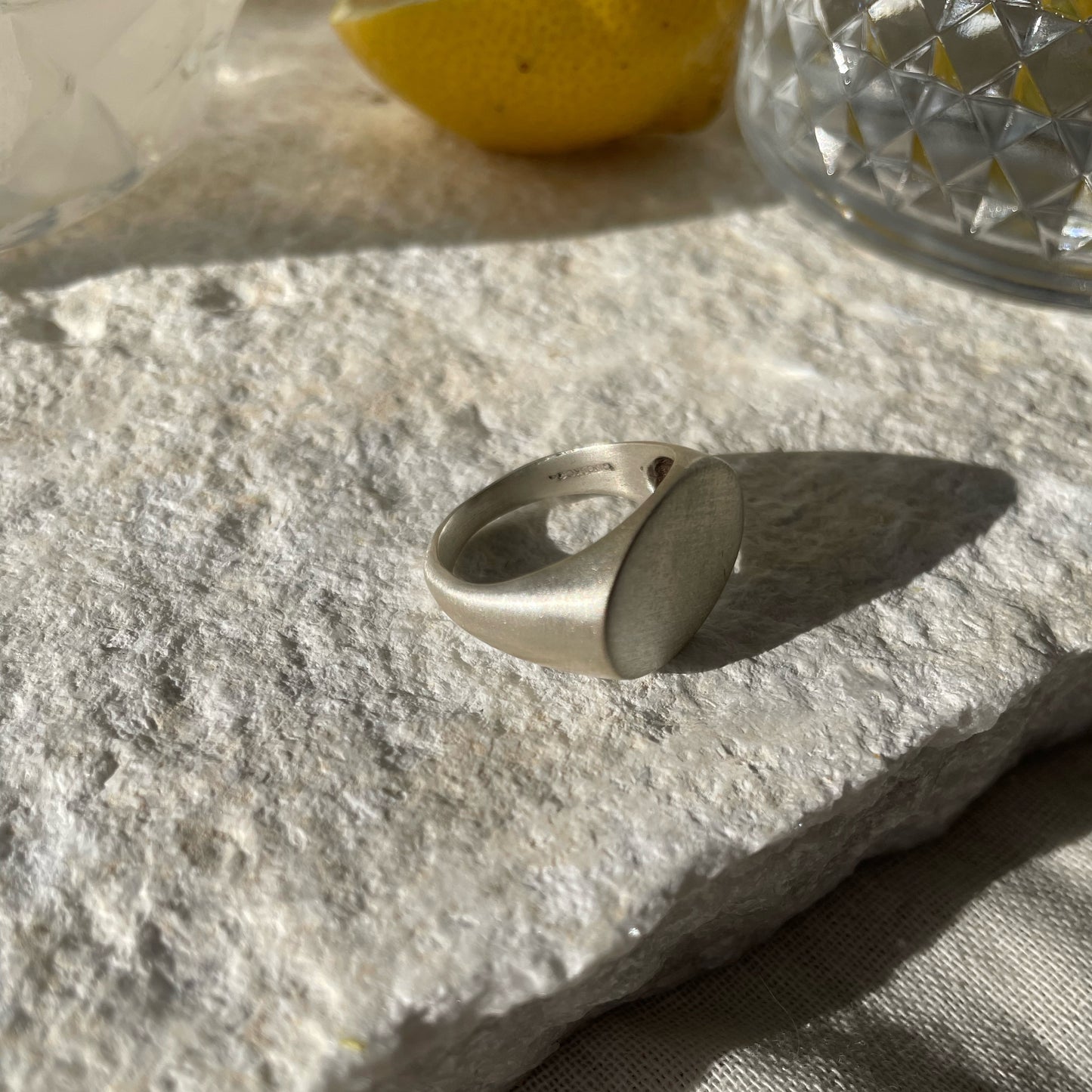 Oval signet silver ring