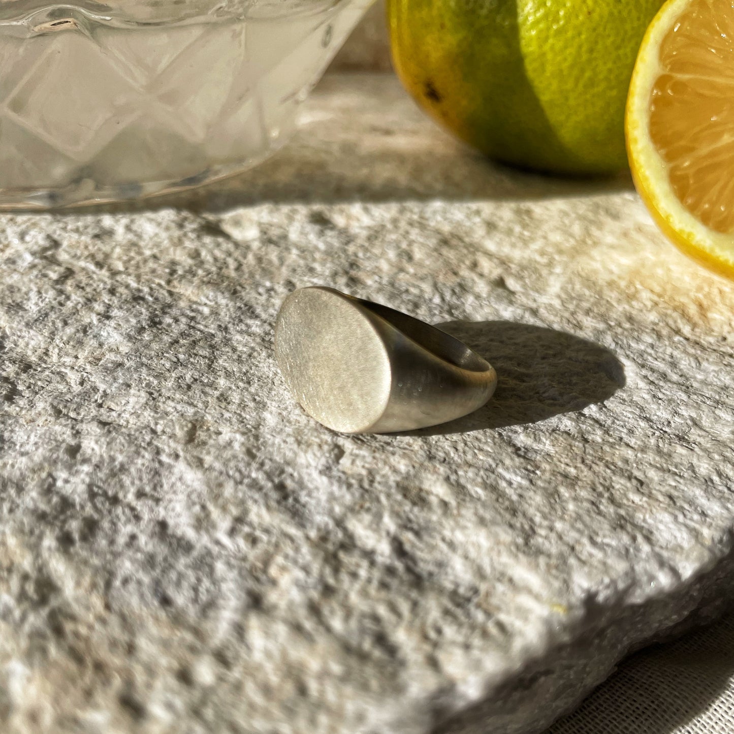 Oval signet silver ring