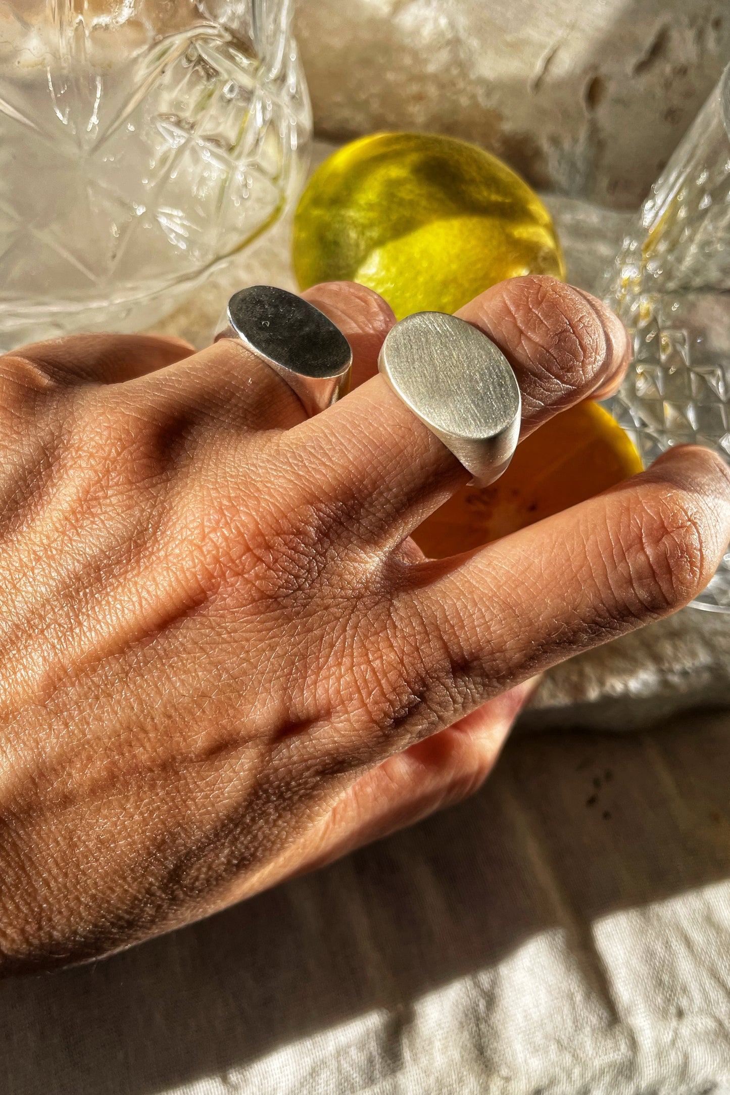 Oval signet silver ring