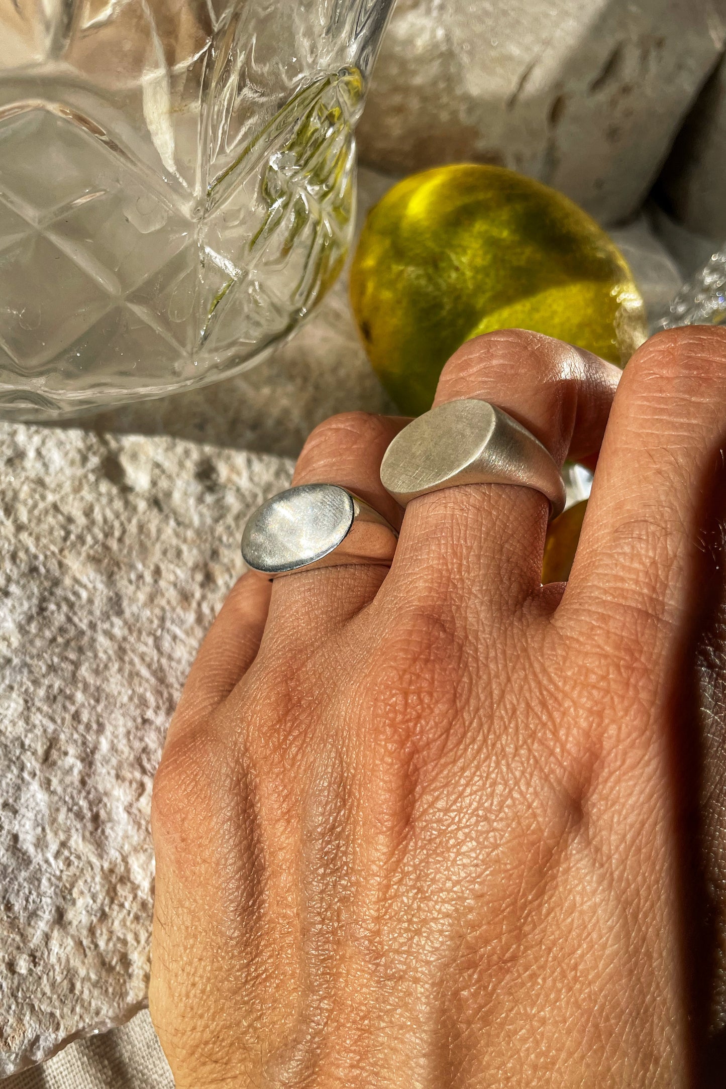 Oval signet silver ring