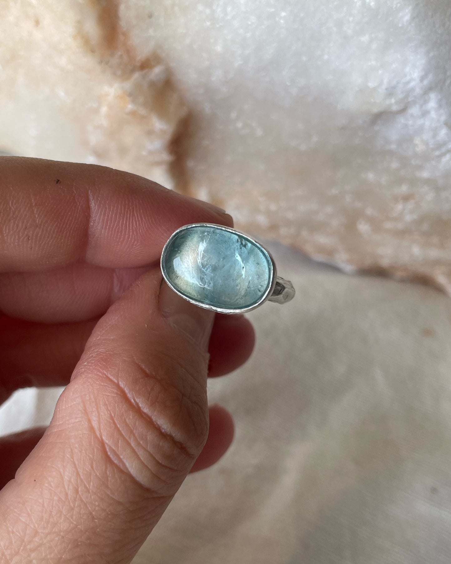 Aquamarine silver ring