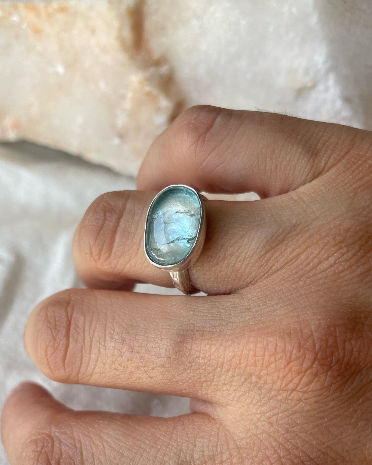 Aquamarine silver ring