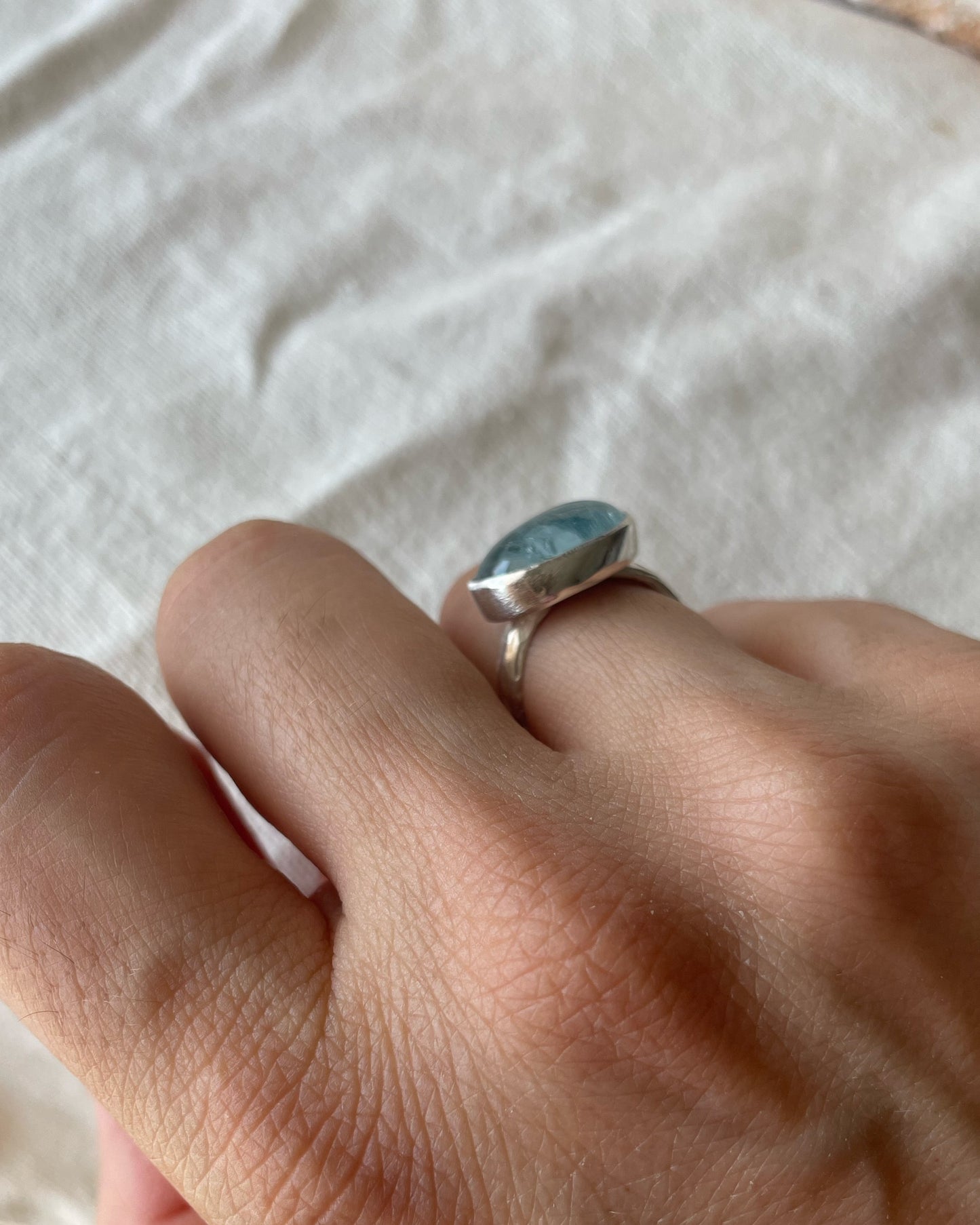 Aquamarine silver ring