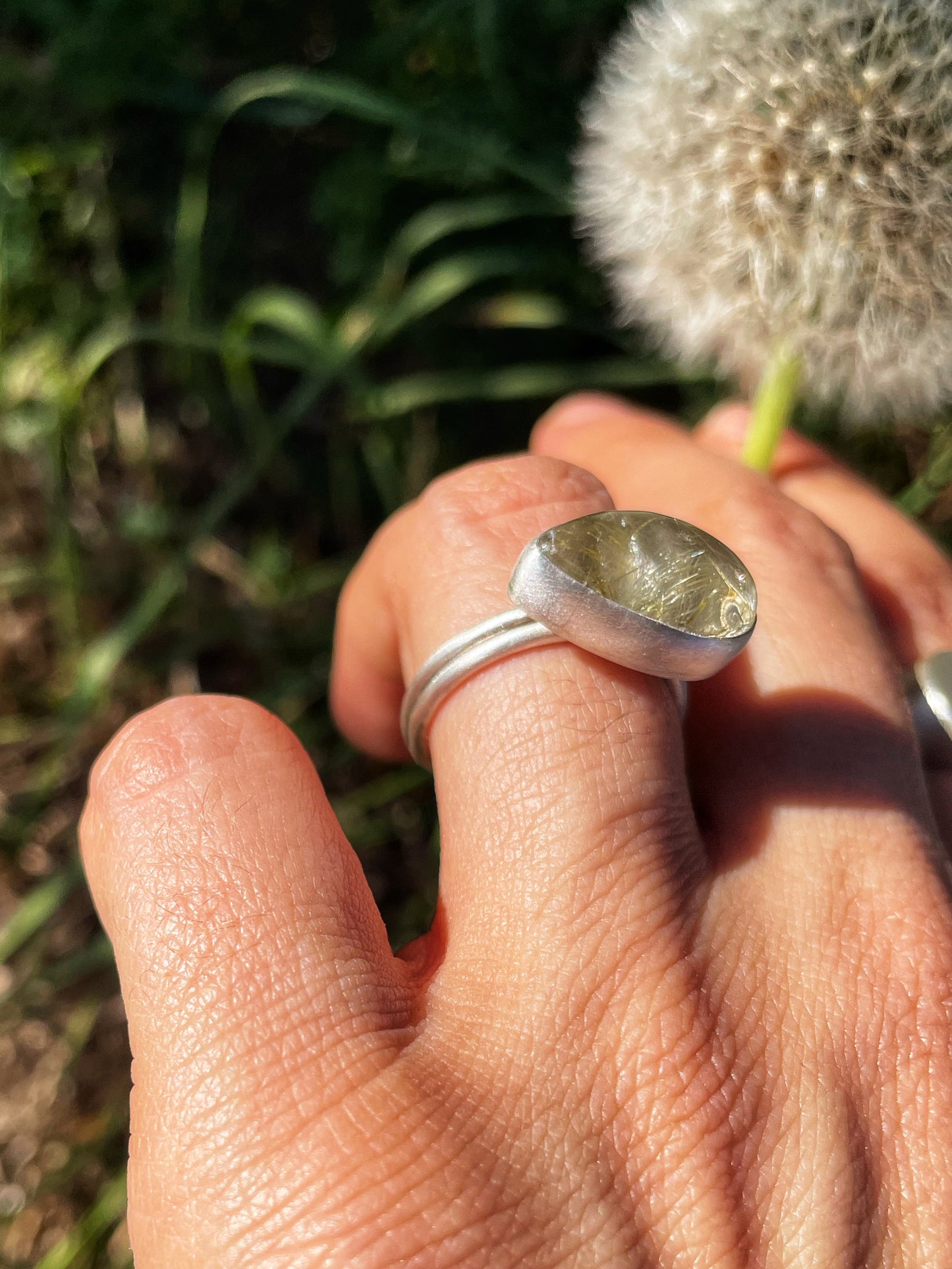 Rutilated quartz ring