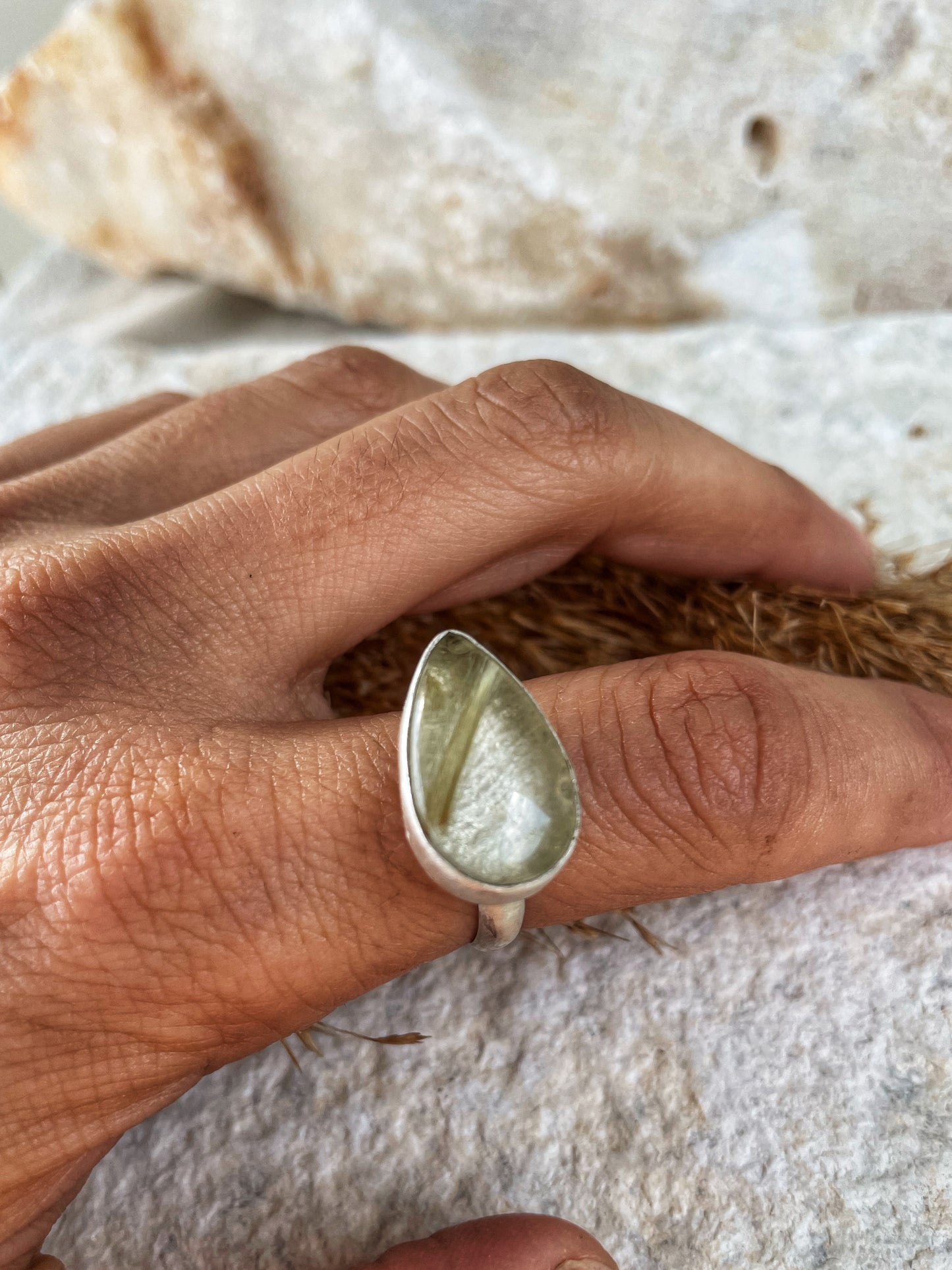 Rutilated quartz ring