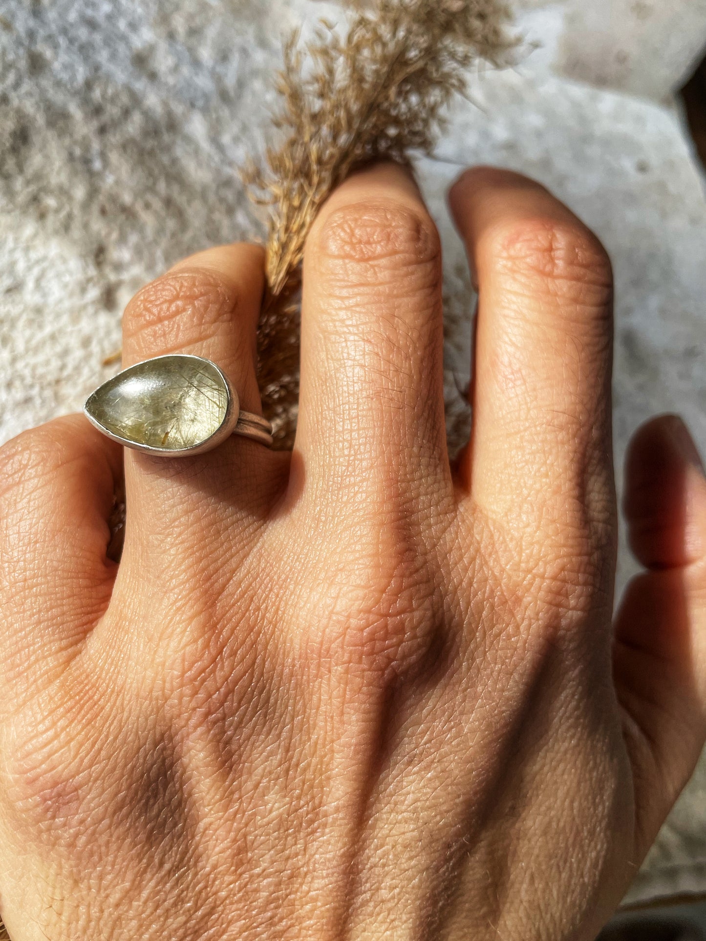 Rutilated quartz ring