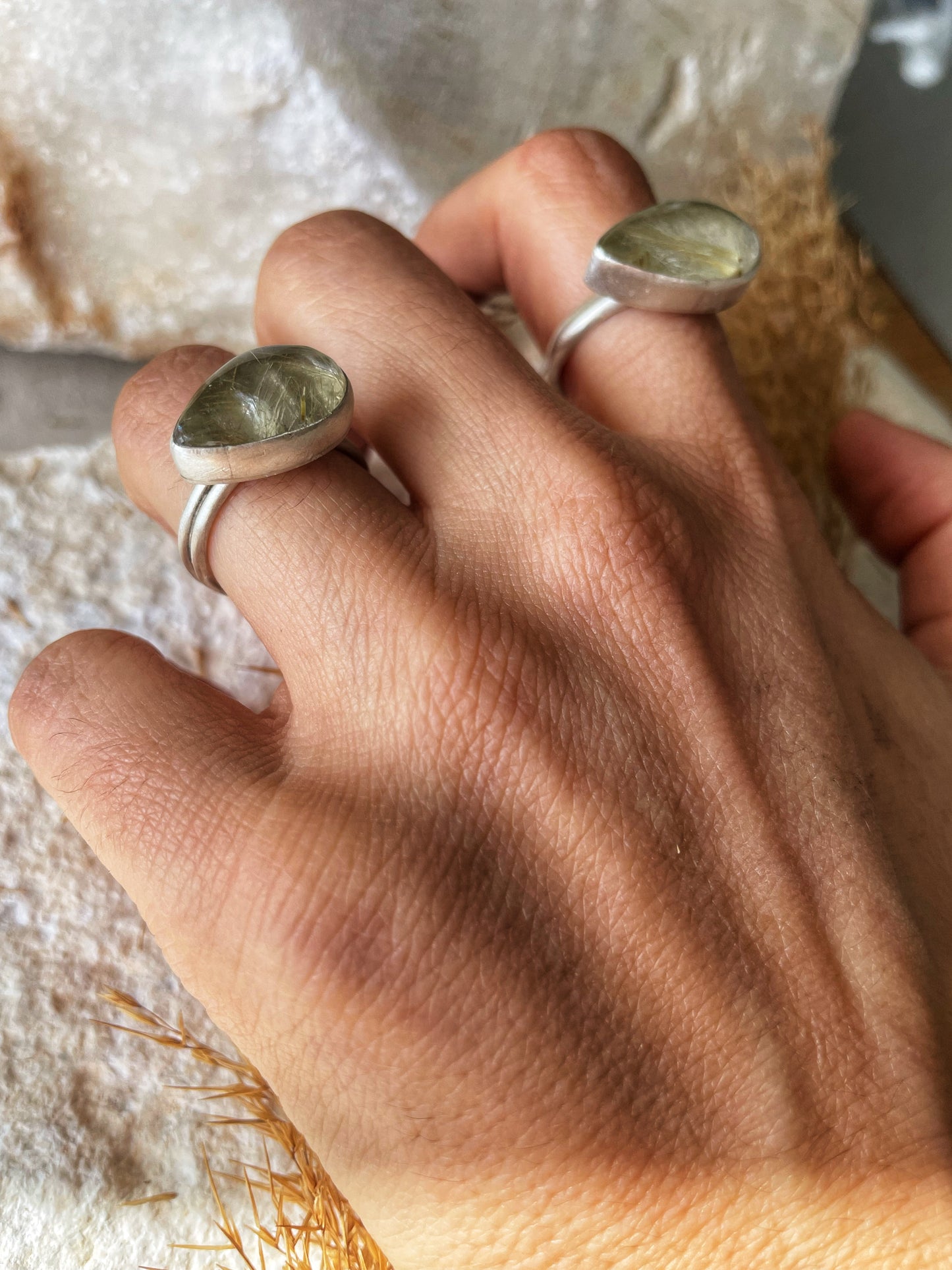 Rutilated quartz ring