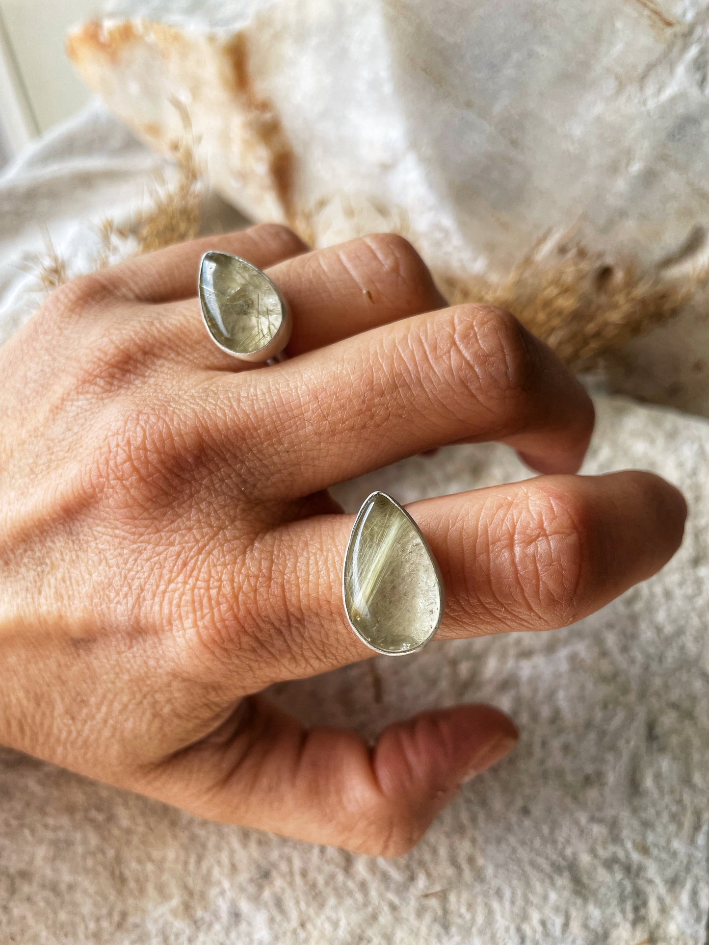 Rutilated quartz ring