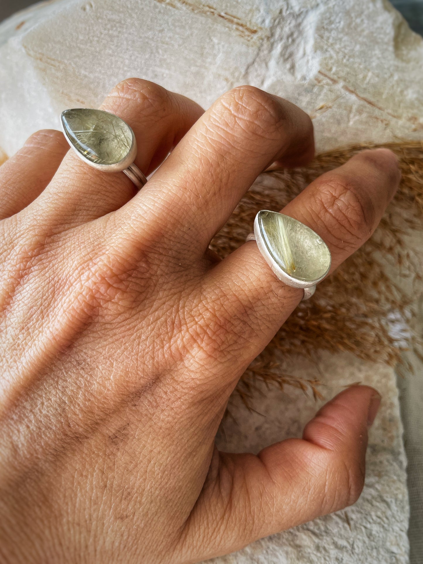 Rutilated quartz ring
