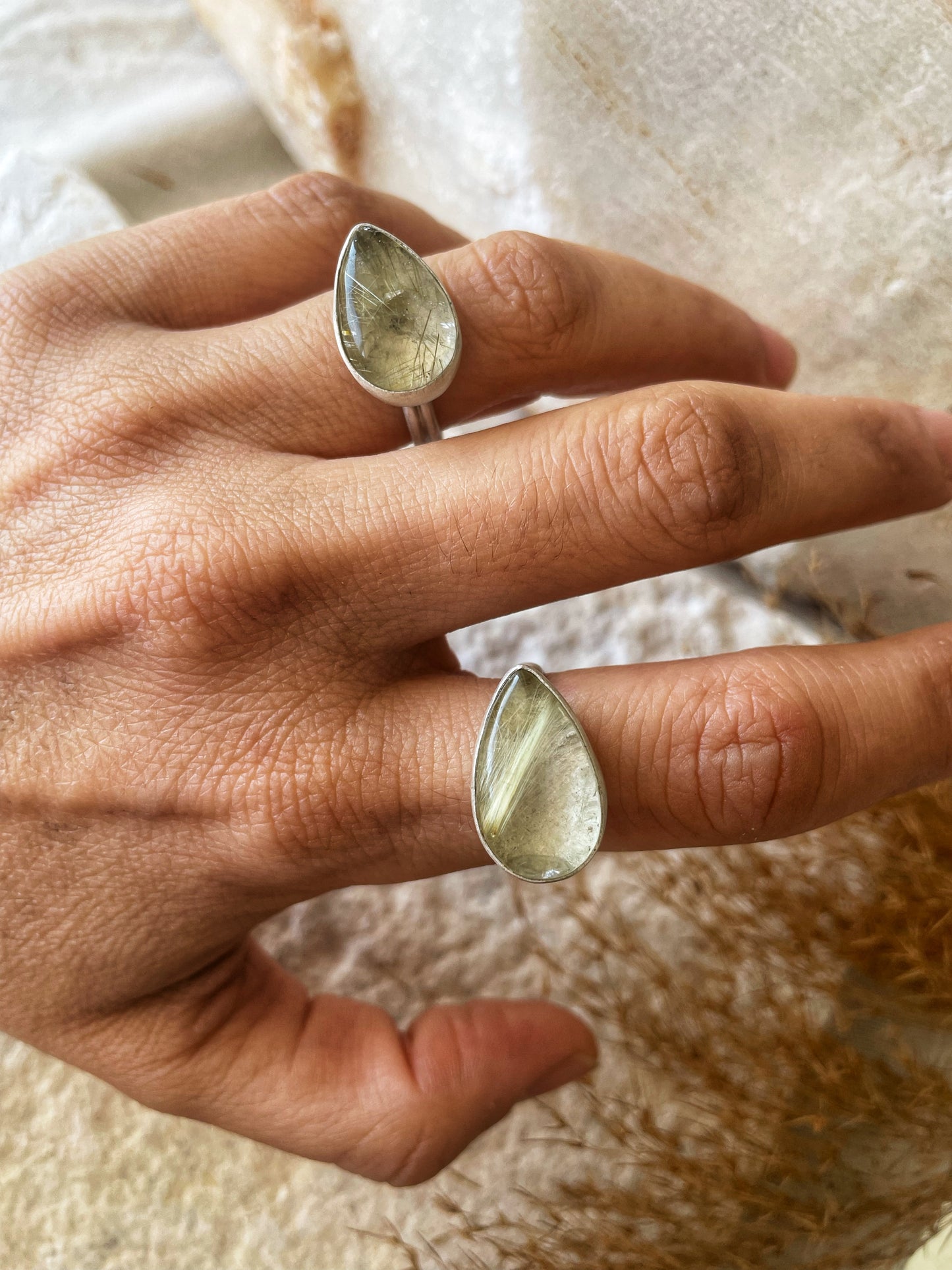 Rutilated quartz ring