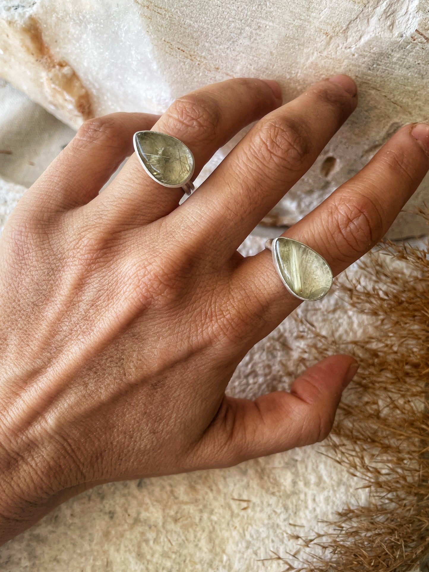 Rutilated quartz ring