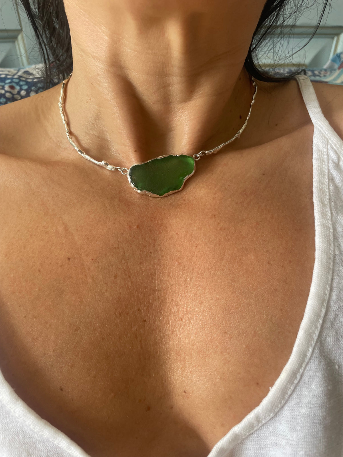 Anafi green sea glass choker